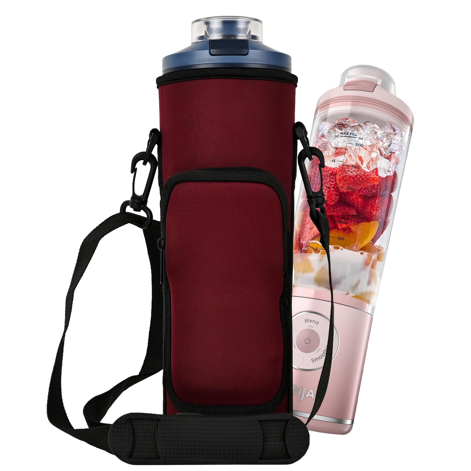 Portable Blender Storage Bag Sleeve for Ninja Blast Max BC251 Series - Shoulder Strap & Accessory Pocket - Compatible with BC251NV/BC251GY/BC251MT/BC251PK/BC251LD - Perfect for Travel, Gym & Outdoor Smoothie Making