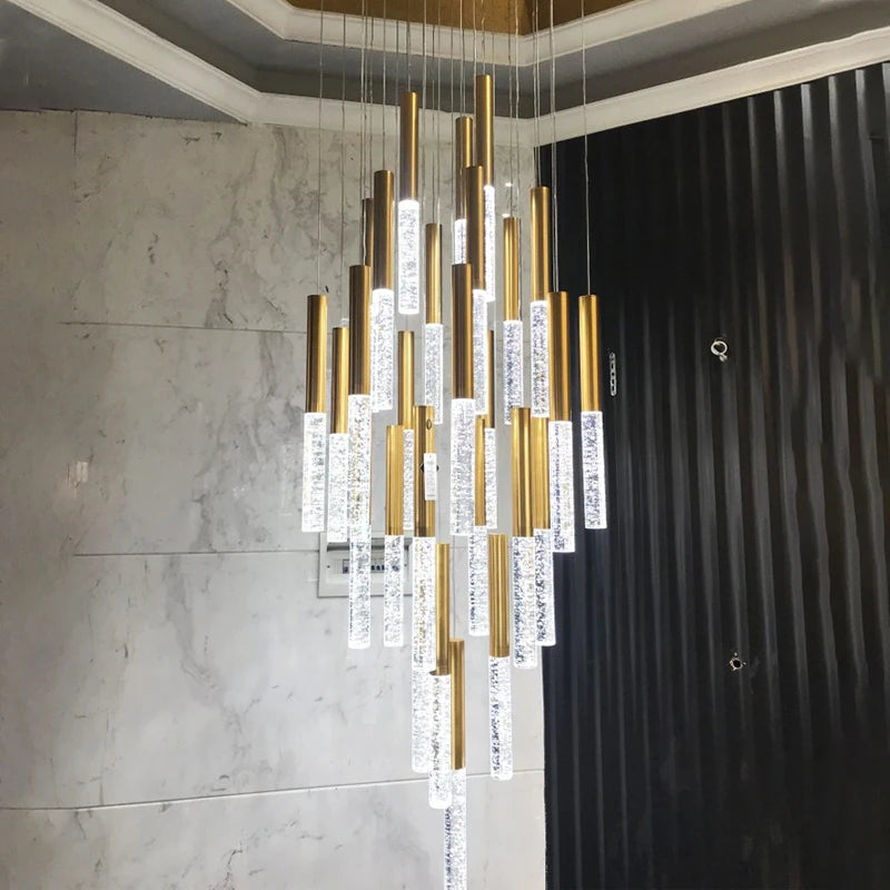 Crystal Chandelier for High Ceiling Entryway - Elegant Modern Lighting Fixture for Foyer, Staircase & Grand Hallway