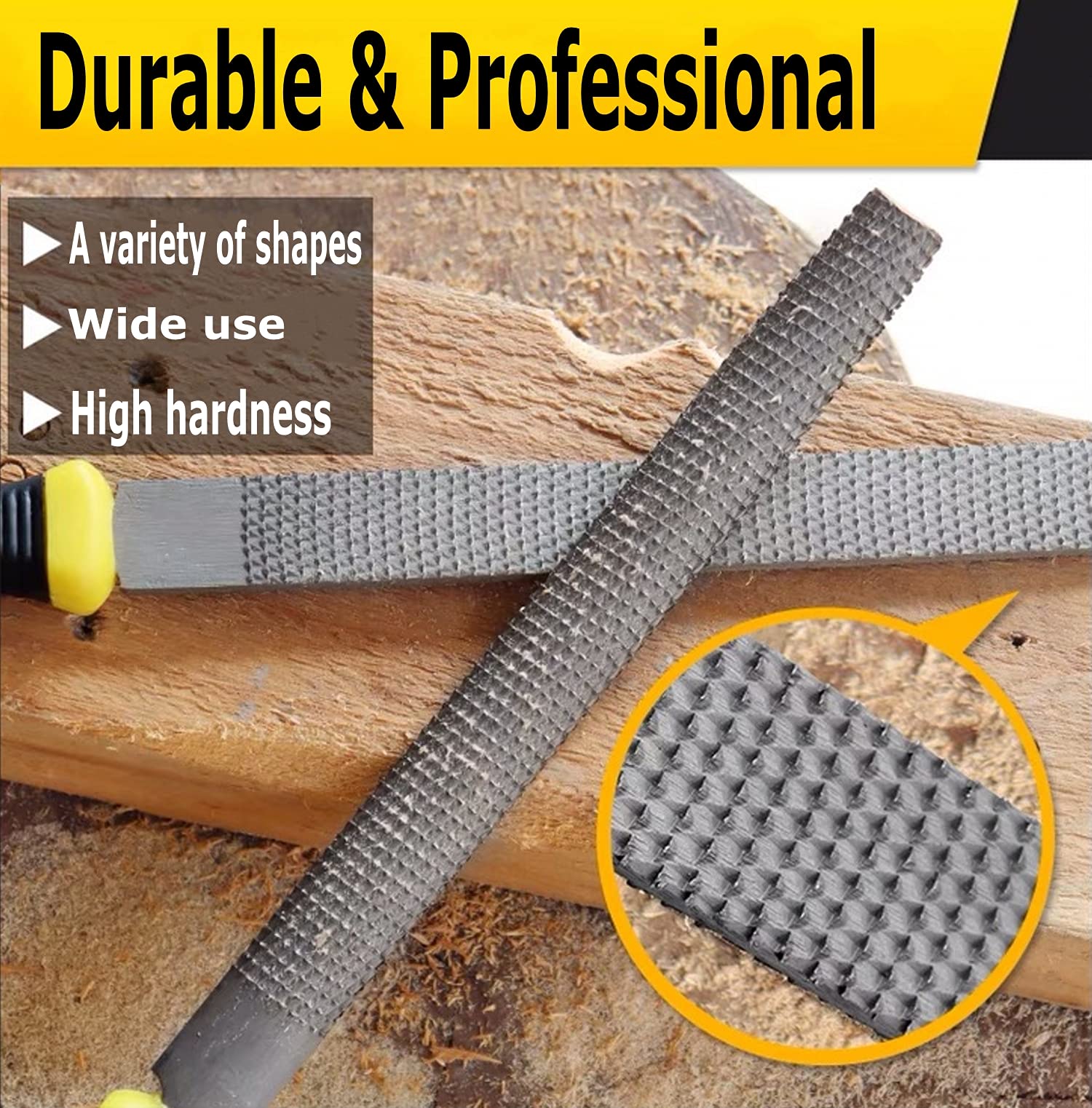 AihuiWood 3-Piece Wood Rasp File Set - Round, Half-Round & Flat Carbon Steel Files for Woodworking, Shaping & Sharpening | Perfect for DIY Projects, Furniture Making & Wood Carving