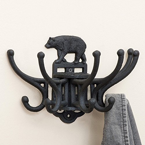 BLACK FOREST DECOR Bear Shaped Cast Iron Coat Rack - Vintage Wall Mounted Hook for Coats, Hats & Bags - Perfect for Cabin, Lodge & Rustic Home Decor