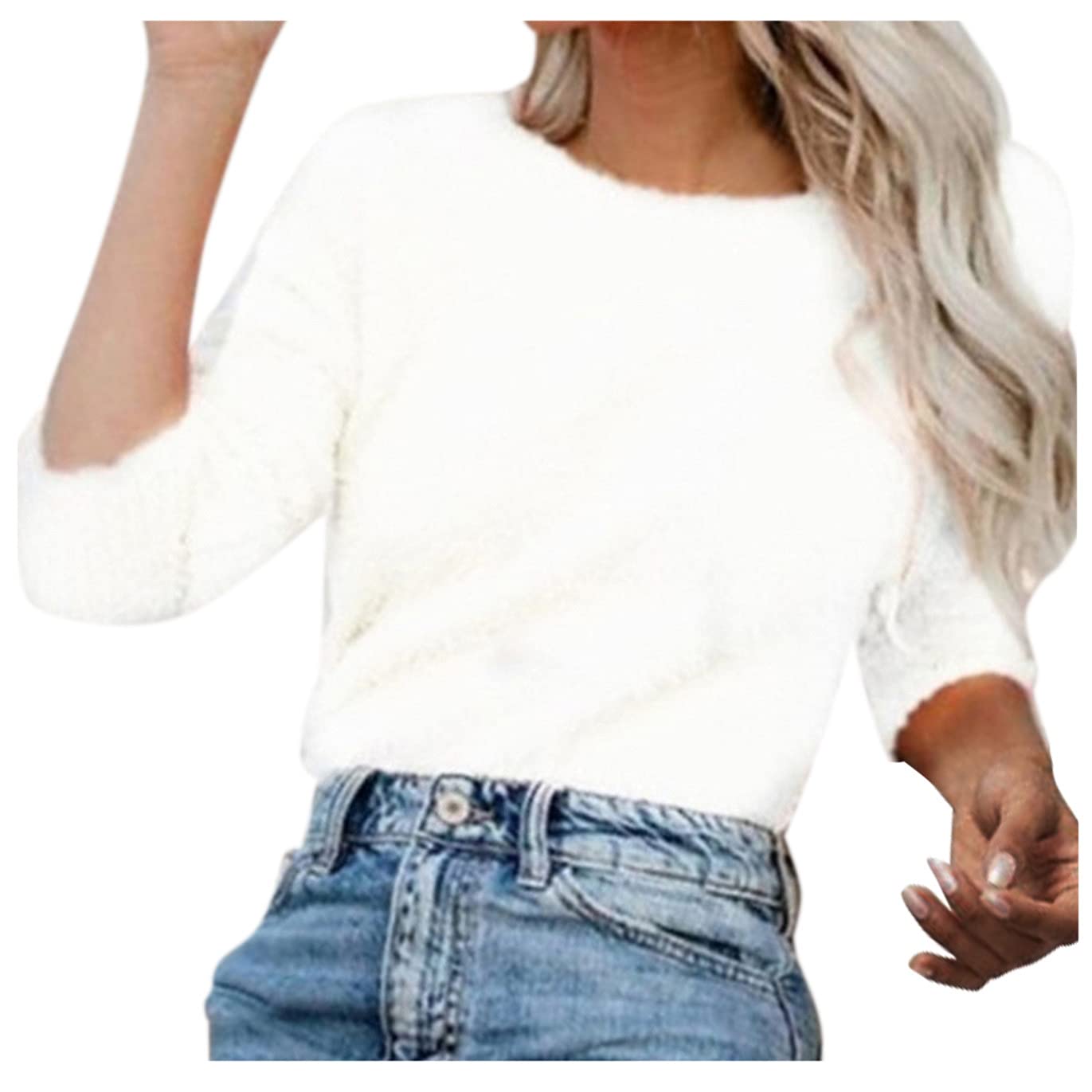 Women's Long Sleeve Round Neck Solid Red T-Shirt - Casual Comfort Top for Everyday Wear, Work & Outfits
