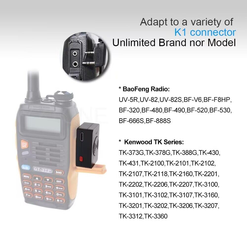 BAOFENG K1 Plug PTT Earphone with Noise Cancelling Mic - Hands-Free Wireless Headset for UV-82 UV-5R Walkie Talkies (K Plug Connector) - Ideal for Construction, Security, Outdoor Adventures & Event Coordination