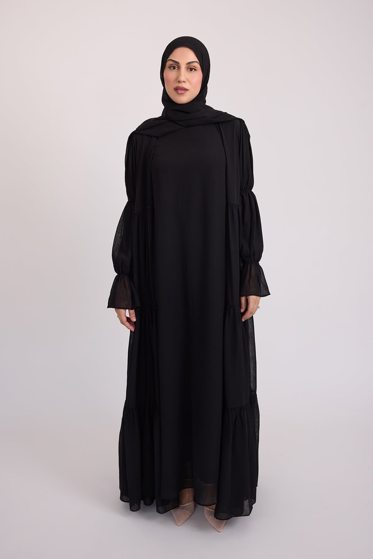 Bohemian Abaya Set for Women - Elegant Black Muslim Dress with Embroidery | Perfect for Prayer, Eid, and Special Occasions