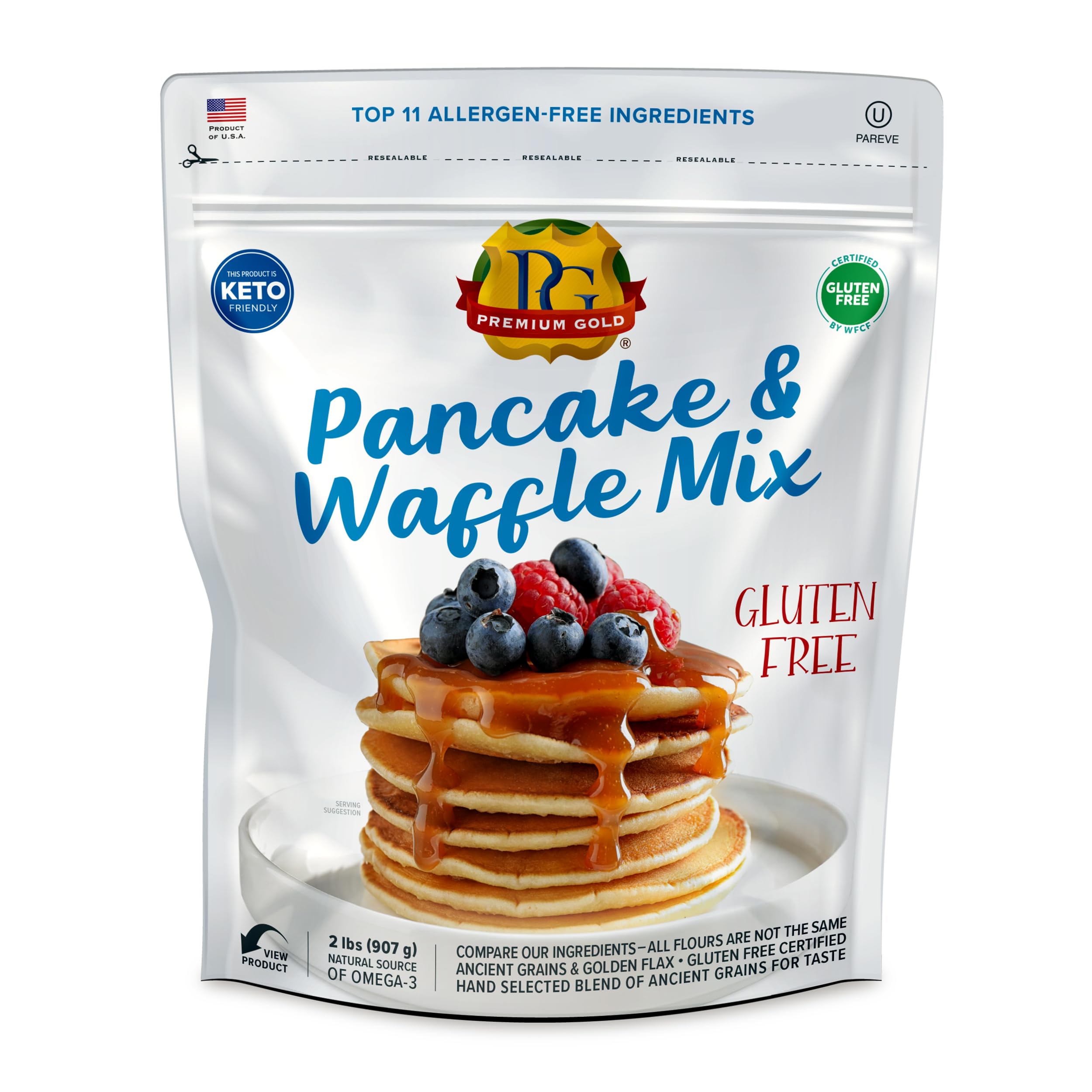 Premium Gluten-Free Pancake & Waffle Mix - Non-GMO, 2lb Bag | Perfect for Breakfast, Brunch & Family Gatherings