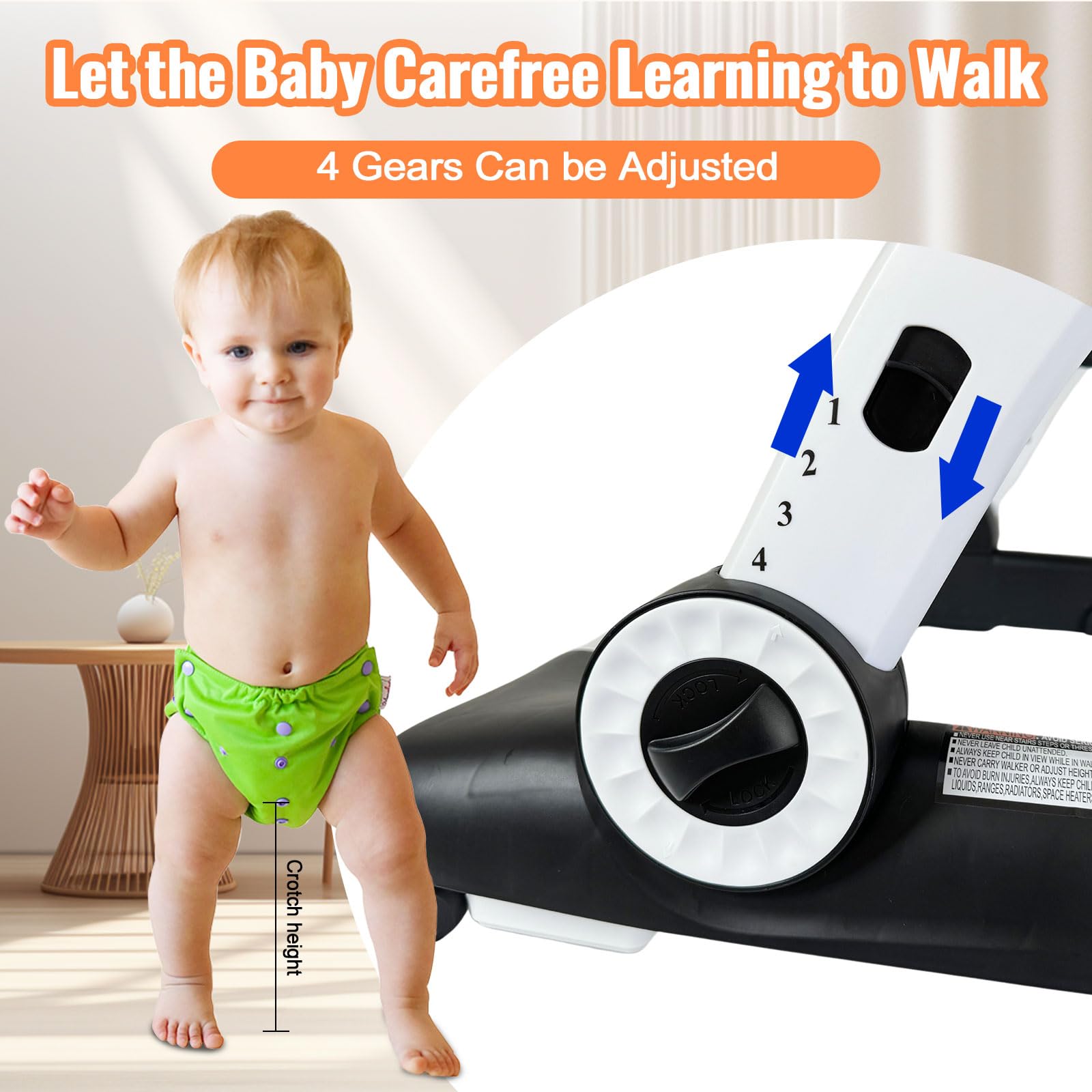 6-in-1 Music & Lights Baby Walker with Wheels - Adjustable Activity Center for Toddlers 7-18 Months | Removable Footrest & Feeding Tray | Interactive Bouncer for Boys & Girls | Perfect for Learning to Walk & Indoor Playtime
