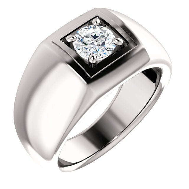 14KT Gold 3/4 Carat Round Diamond Solitaire Ring for Men - Perfect for Engagement, Wedding & Anniversary Gifts
