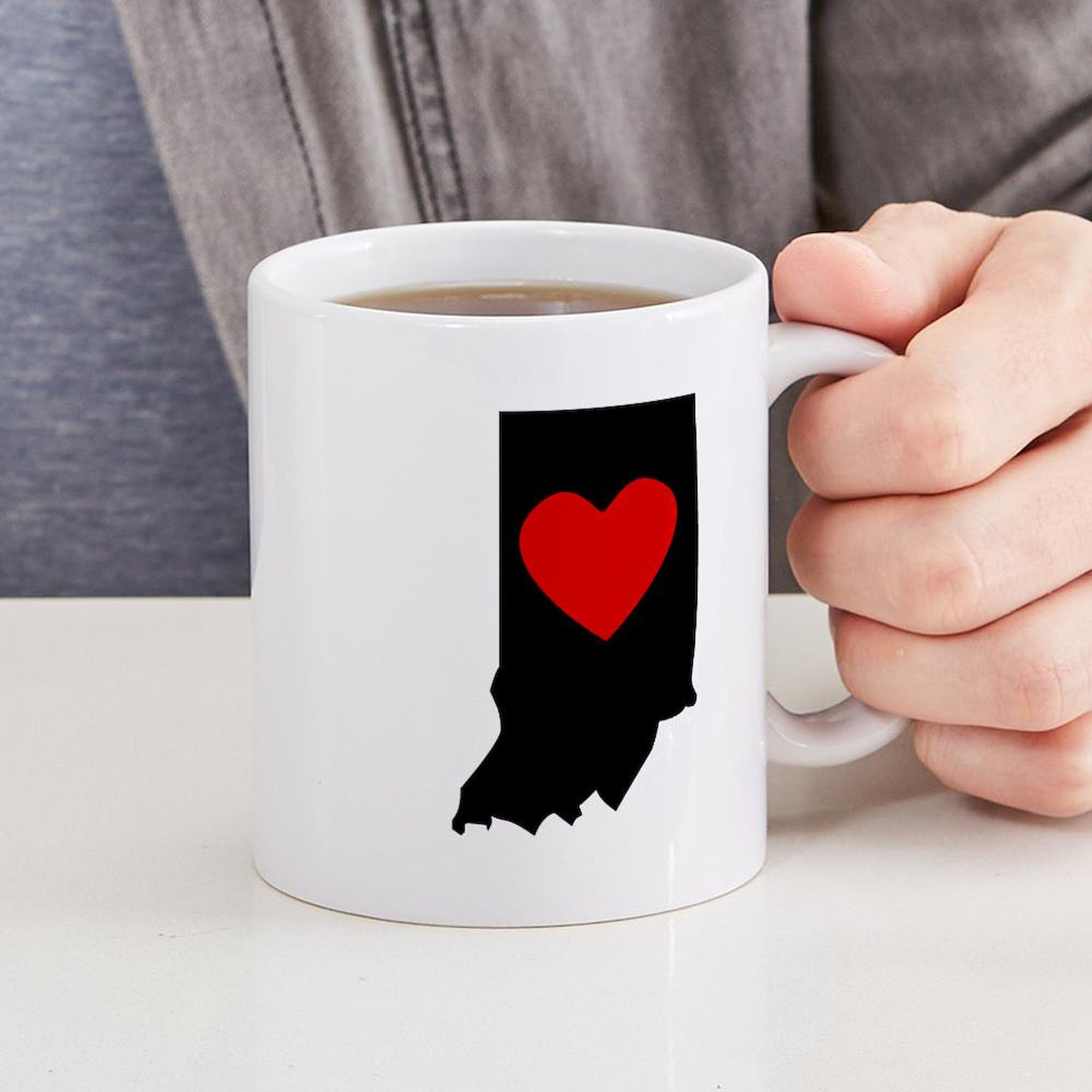 Indiana Heart Ceramic Coffee Mug 11 oz (325 ml) - Perfect for Home, Office & Gifts - CafePress