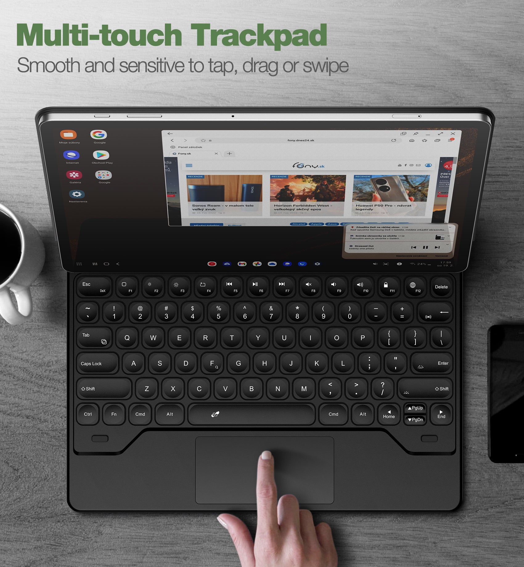 Dexnor Book Style Keyboard Case for Samsung Galaxy Tab S9+ Plus (12.4 Inch) with Trackpad, S Pen Holder & Bluetooth - Slim Protective Cover for Work, Study & Travel - Black