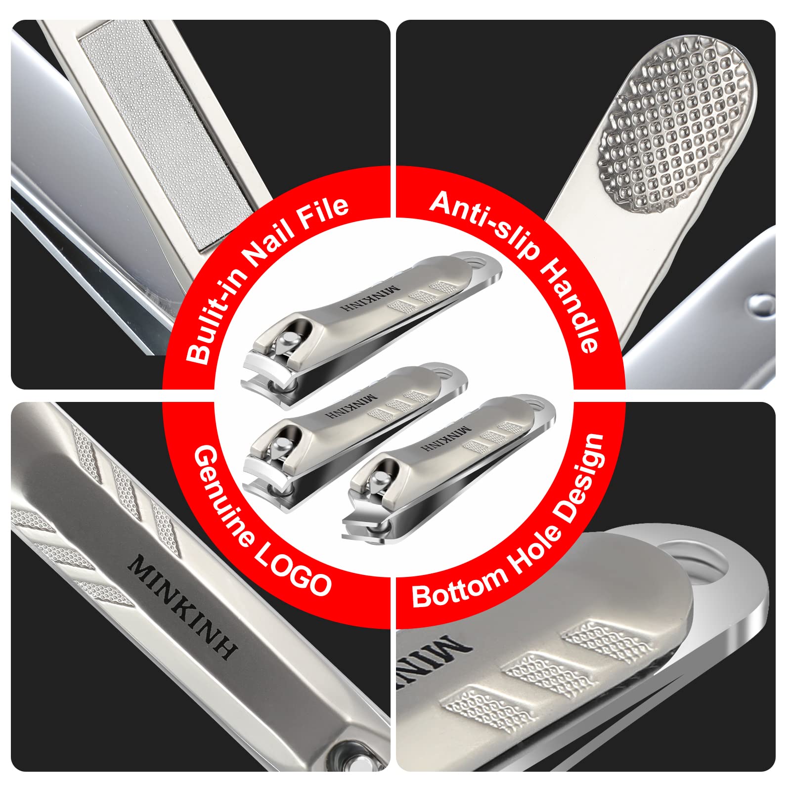 Premium Stainless Steel Nail Clippers Set - 3 Pack Sharp Fingernail & Toenail Clippers for Thick & Ingrown Nails - Durable Manicure Pedicure Kit for Women & Men - Perfect for Home, Travel & Salon Use