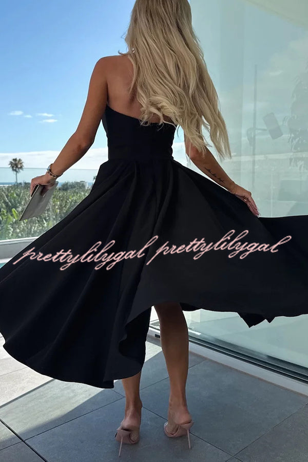 Elegant Solid Color Off Shoulder Pocket Midi Dress for Women - Summer Casual, Beach Vacation, Date Night Outfit