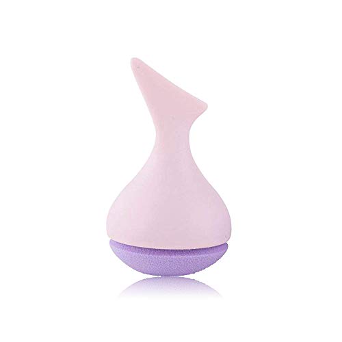 HEYNA Q Mermaid Makeup Sponge with Silicone Handle | Soft Beauty Blender Sponge for Liquid Foundation, Cream & Concealer Application | Round Puff Head for Flawless Blending | Perfect for Professional Makeup & Everyday Use (Purple)