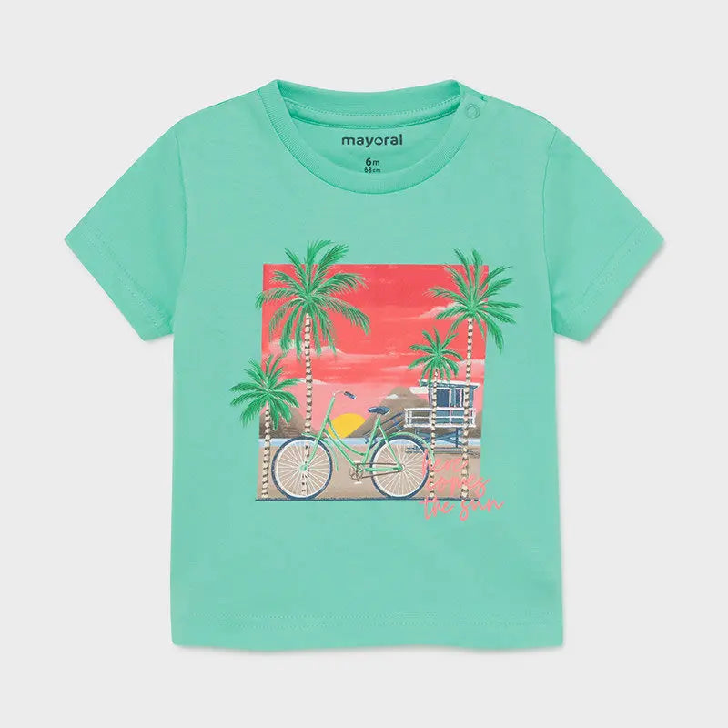 Baby Boy Short Sleeve T-Shirt in Aqua Blue - Soft Cotton Comfort for Playtime & Everyday Wear
