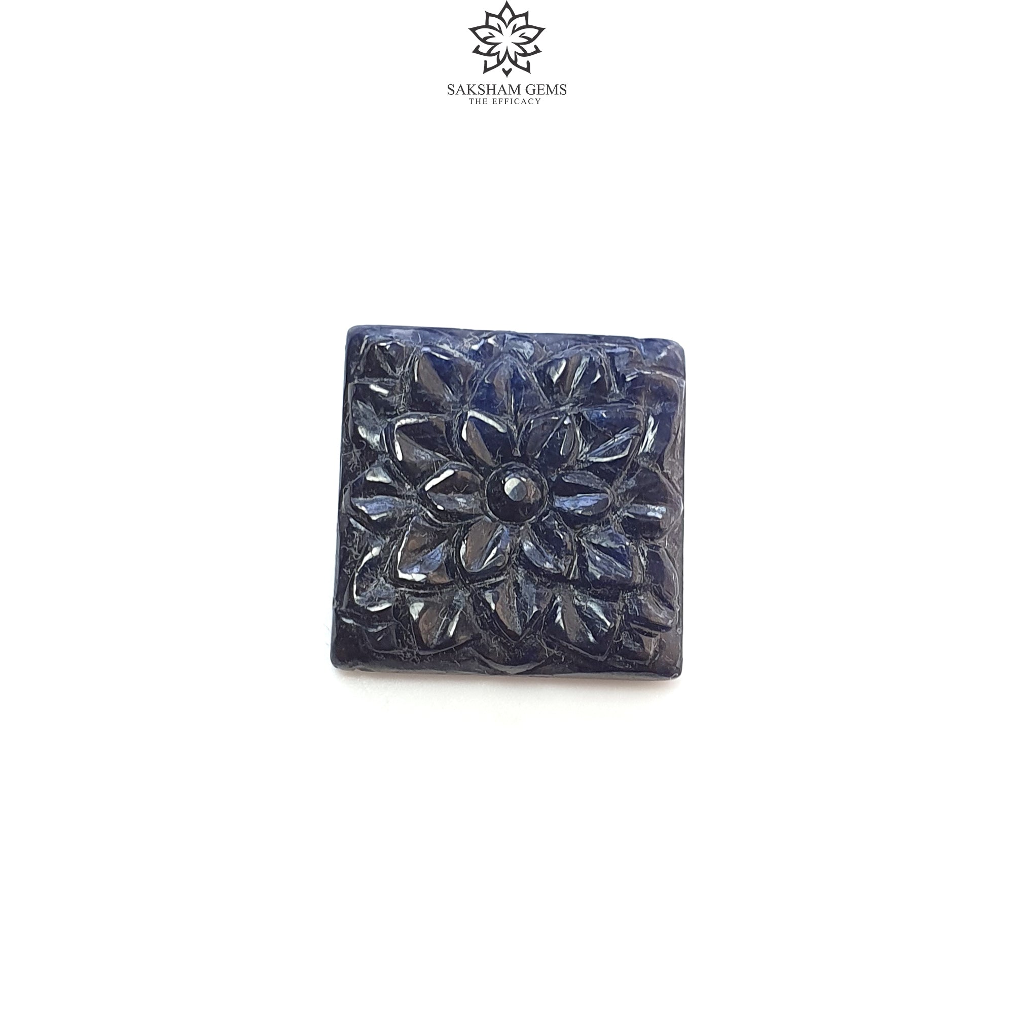 Natural Deep Blue Sapphire Gemstone Carving - 27.00cts Untreated Unheated Square Sapphire (19x27mm) for Jewelry Making, Engagement Rings & Luxury Gifts