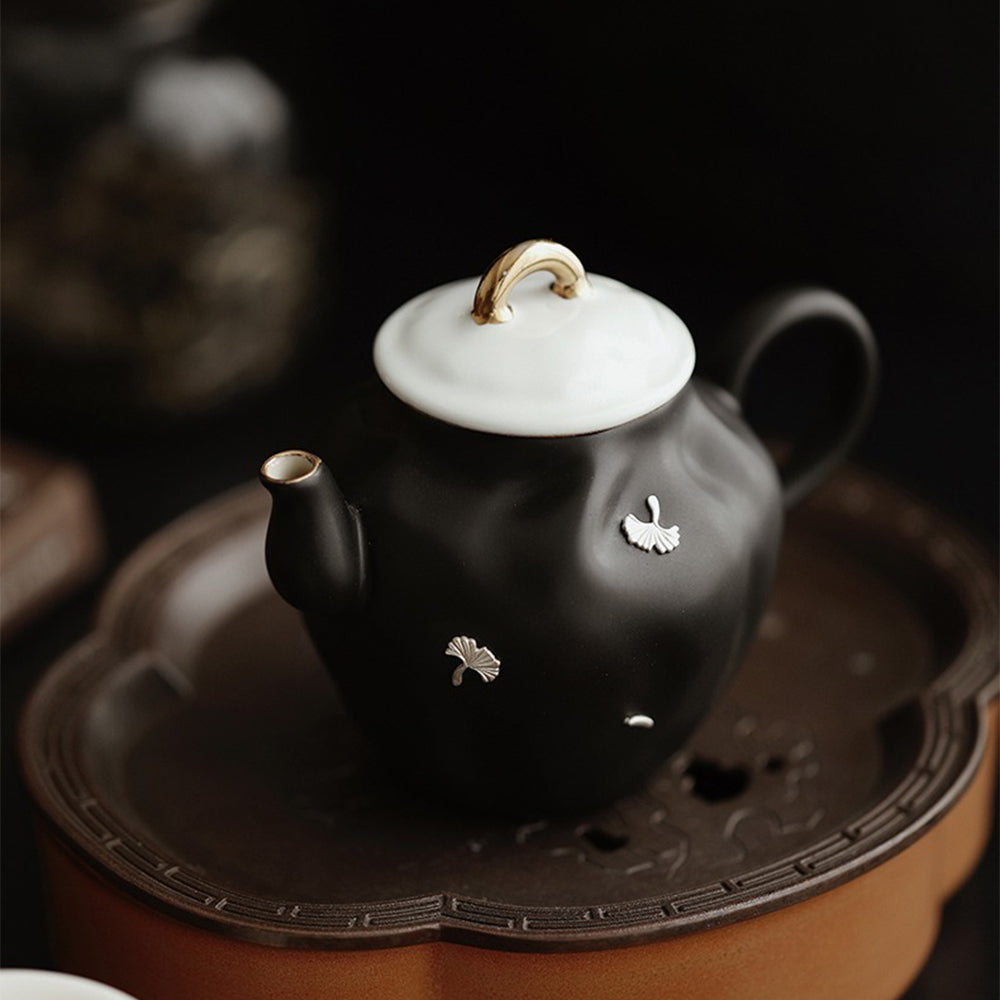 Handmade Black Ceramic Chinese Teapot - Unique Irregular Design for Gongfu Tea Brewing | Perfect for Tea Ceremonies, Home Decor & Gift Giving