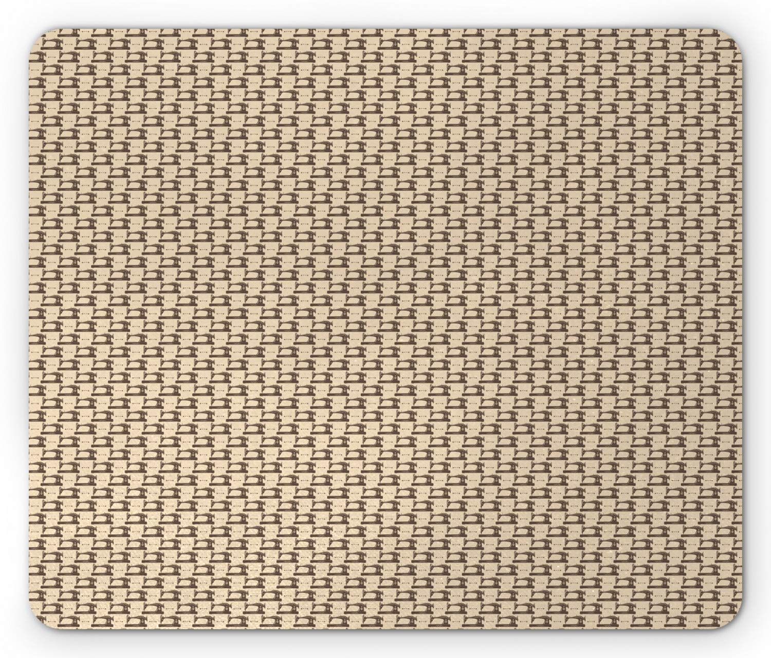 Ambesonne Non-Slip Rubber Mouse Pad with Sewing Machine Star Patterns - Standard Size Beige & Taupe Rectangle Mousepad for Dressmaking, Tailoring & Crafting - Perfect for Sewing Enthusiasts & DIY Projects