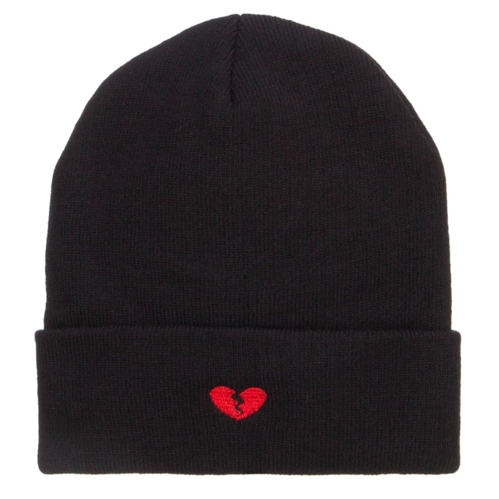 Mini Broken Heart Embroidered Long Beanie - Winter Knit Hat for Women & Men | Cozy Cold Weather Accessory for Outdoor Activities, Skiing & Casual Wear | e4Hats.com