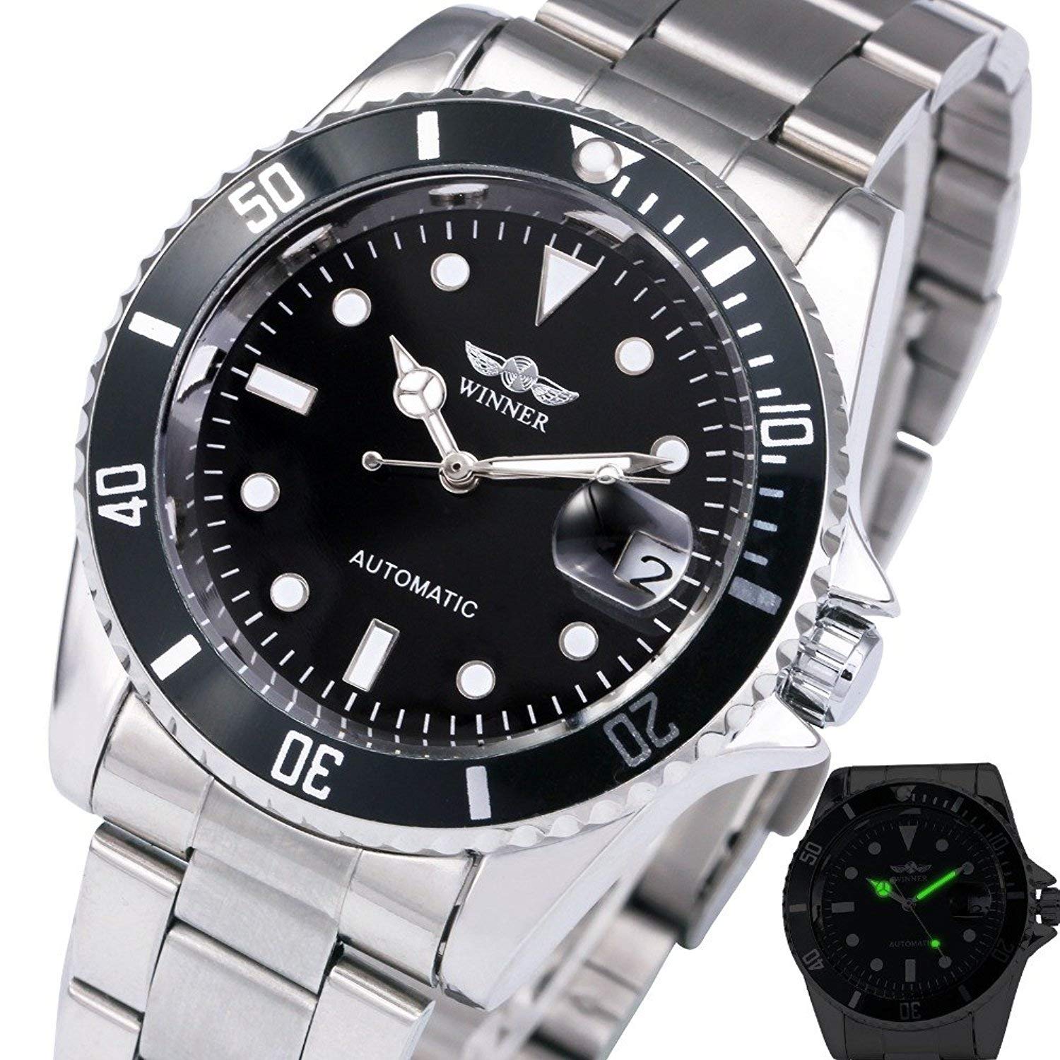 MASTOP Men's Automatic Luxury Stainless Steel Watch with Rotating Bezel & Date Display - Classic Dress Watch for Business, Formal Events & Everyday Wear