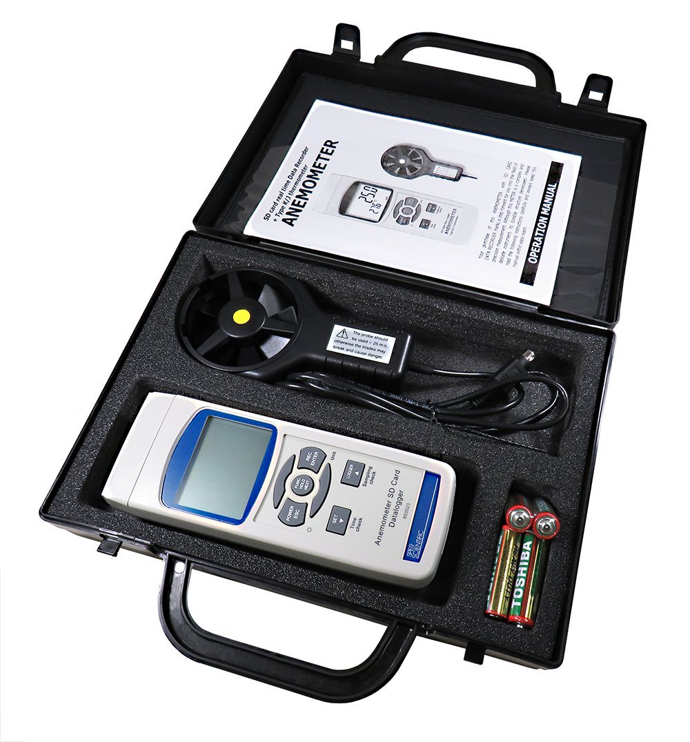 Digital Anemometer with SD Card Logger - Portable Wind Speed Meter for Weather Monitoring, HVAC Testing, and Outdoor Activities