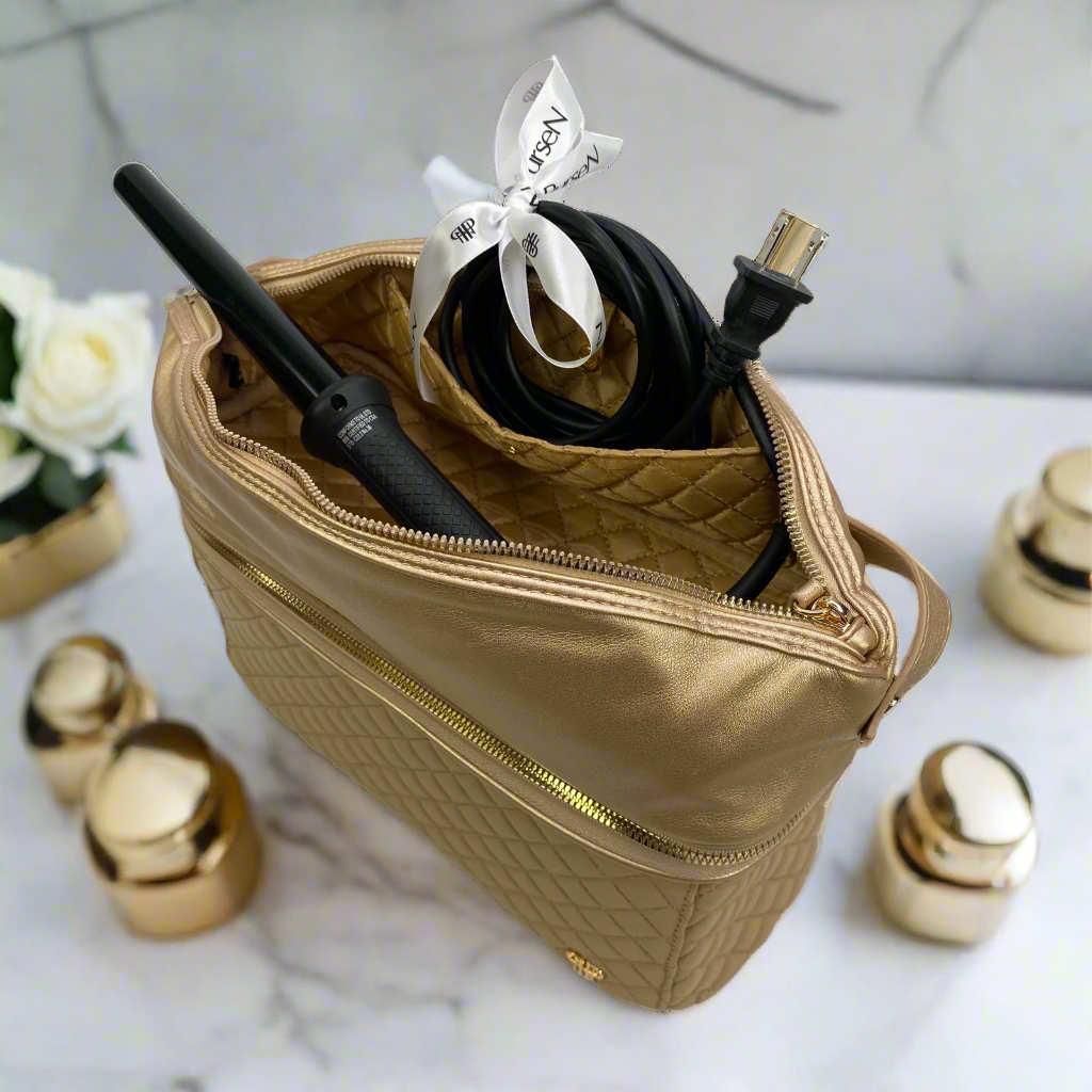 Stylish Nude & Gold Travel Bag for Women - Perfect for Weekend Getaways, Business Trips, and Airplane Carry-On