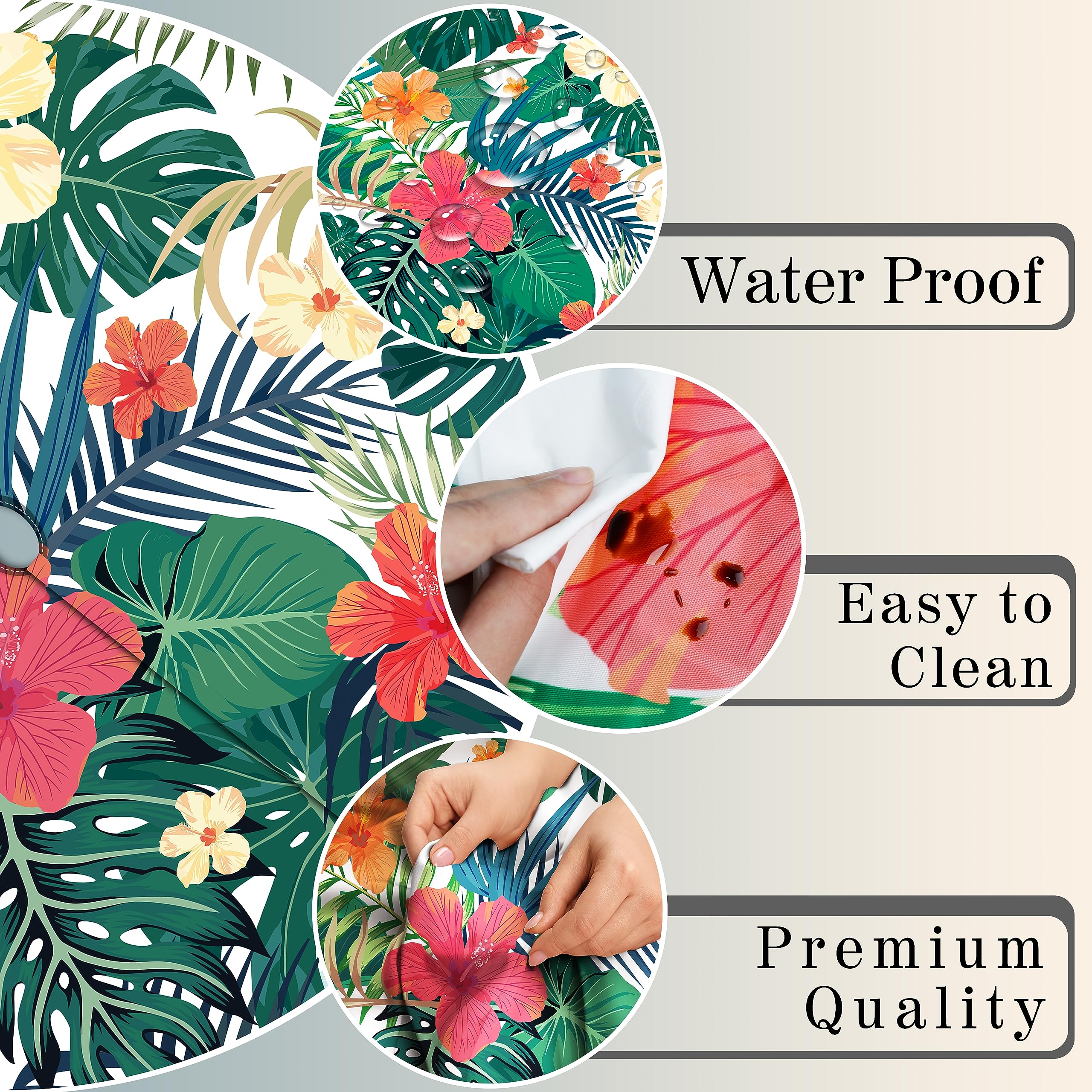 Waterproof Round Outdoor Tablecloth with Umbrella Hole - Elastic Zipper Fitted Table Cover for 36-44 Inch Patio Tables - Perfect for Picnic, BBQ, Garden Party & Backyard Dining