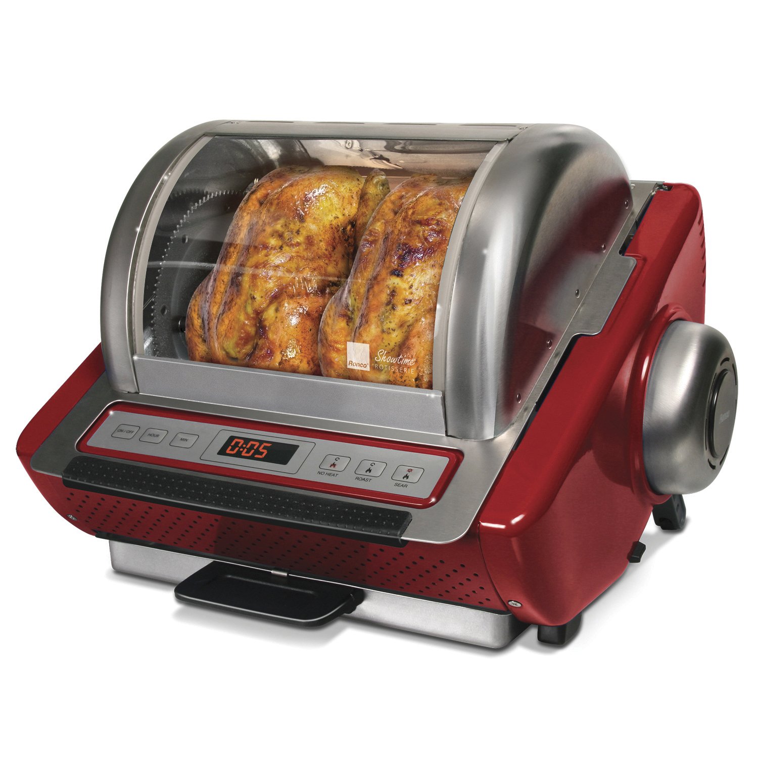 Ronco Digital Showtime Rotisserie & BBQ Oven - Large Capacity Countertop Rotisserie Grill for Chicken, Turkey, Roasts - Perfect for Home Cooking, Parties & Outdoor BBQs (Red)