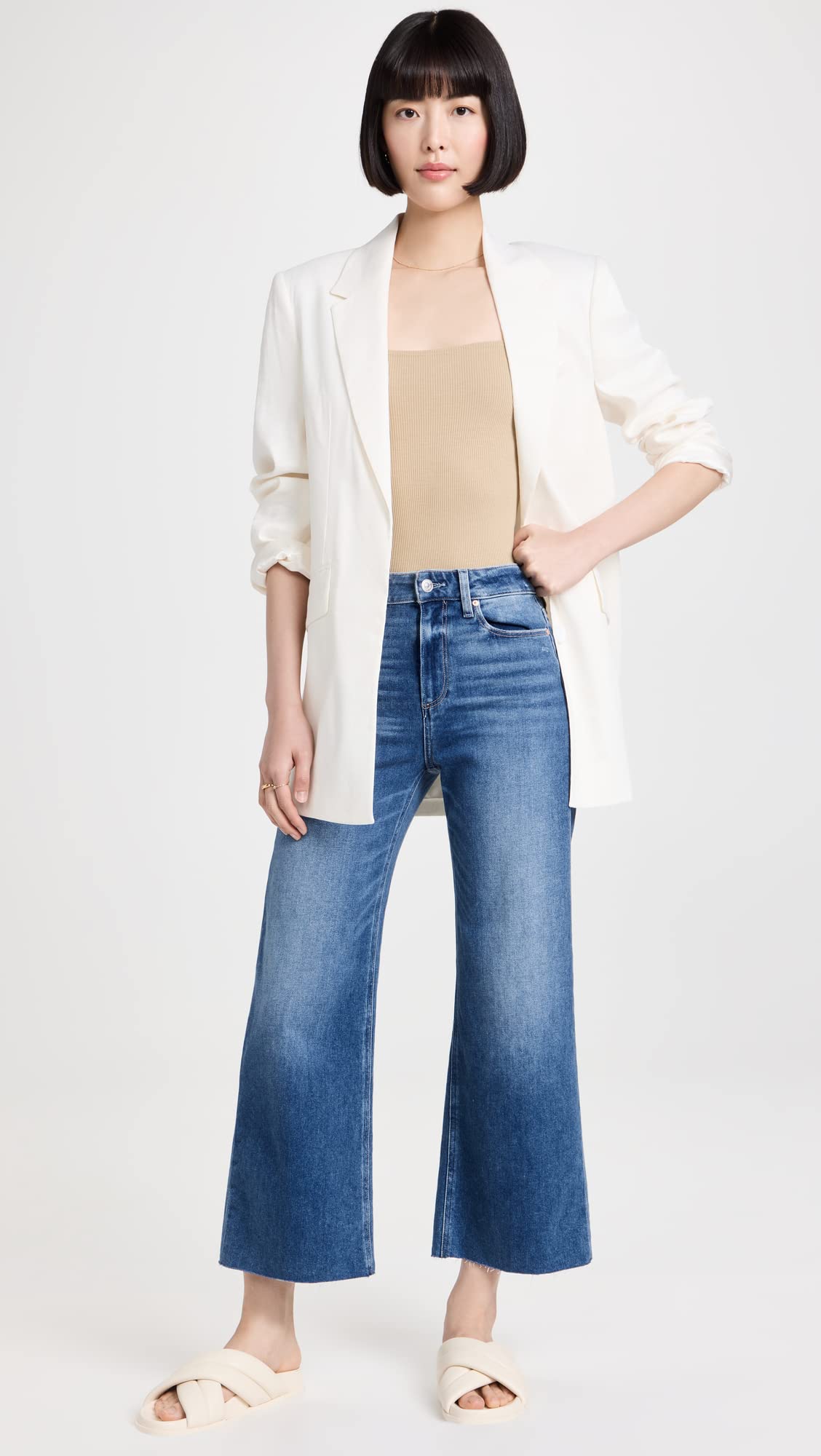 PAIGE Women's Anessa Raw Cuff Jeans - High Waist Skinny Denim Pants for Everyday Wear | Perfect for Work, Casual Outings & Date Nights