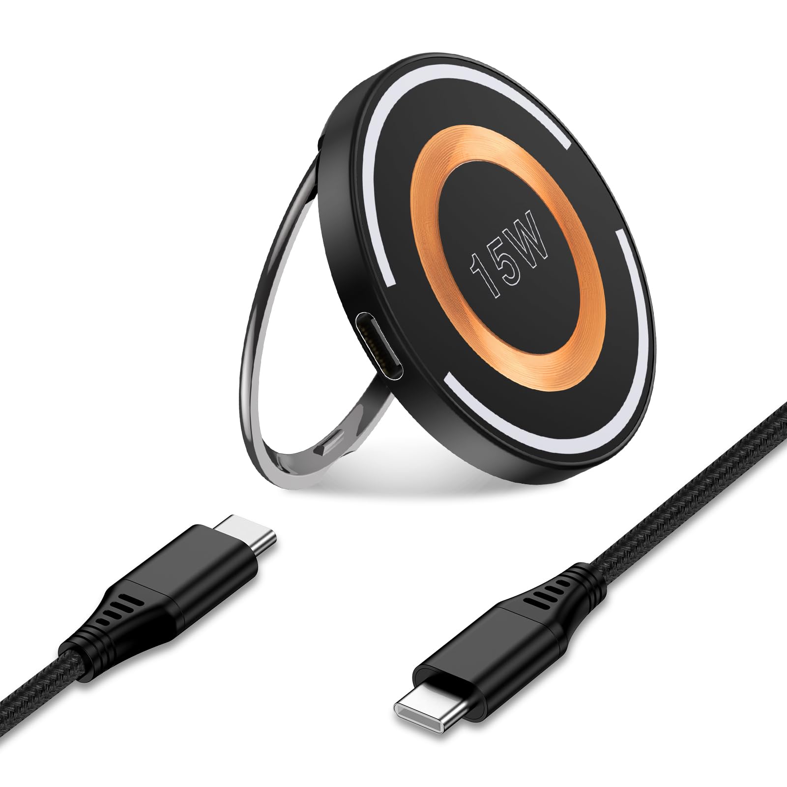 Magnetic Wireless Charger Compatible with iPhone 15 Pro Max/15 Pro/15 Plus/15/14/13/12 Series & Google Pixel 8/7 Pro & Samsung S24/S23/S22/S21 - Fast Qi-Certified MagSafe Charging Pad for Home, Office, and Car Use