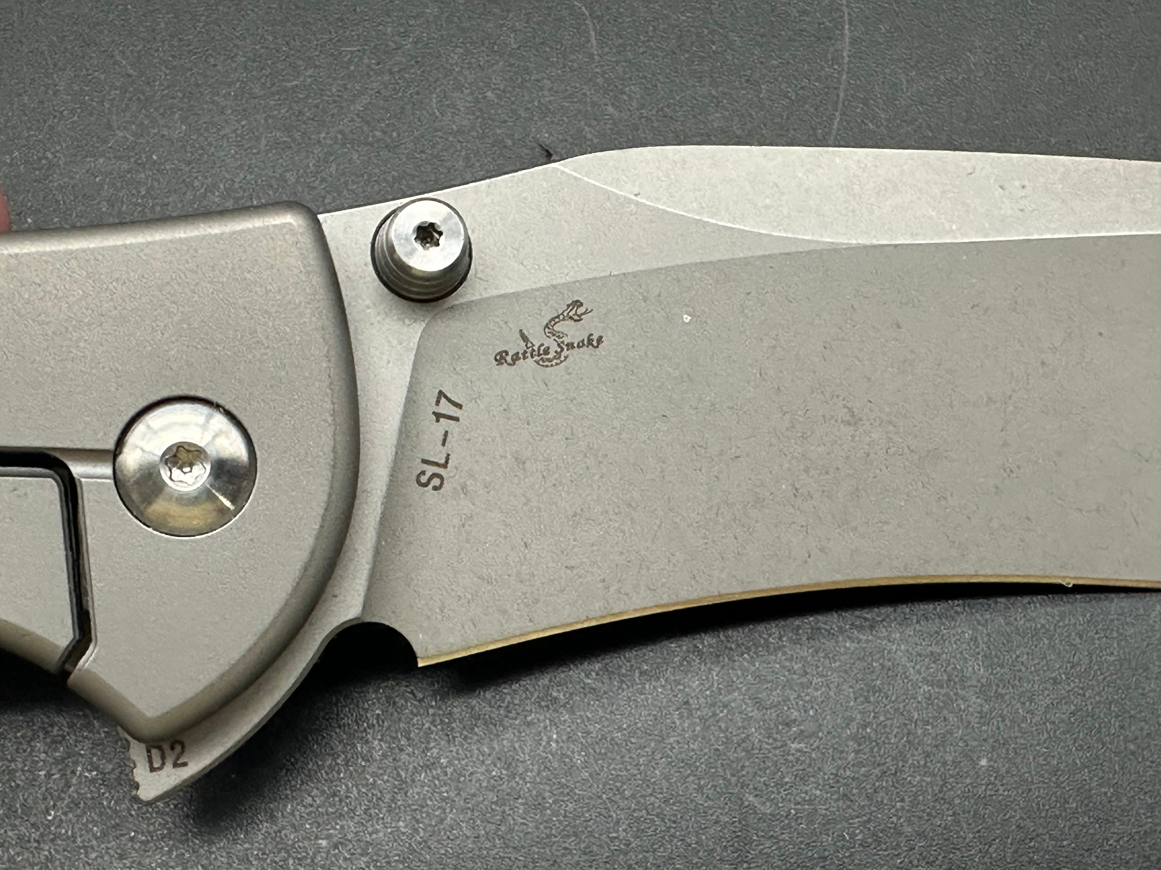 SixLeaf Flipper Folding Knife - Gray Titanium Handle, D2 Steel Plain Edge, SL-17 | EDC Pocket Knife for Outdoor, Camping & Everyday Carry