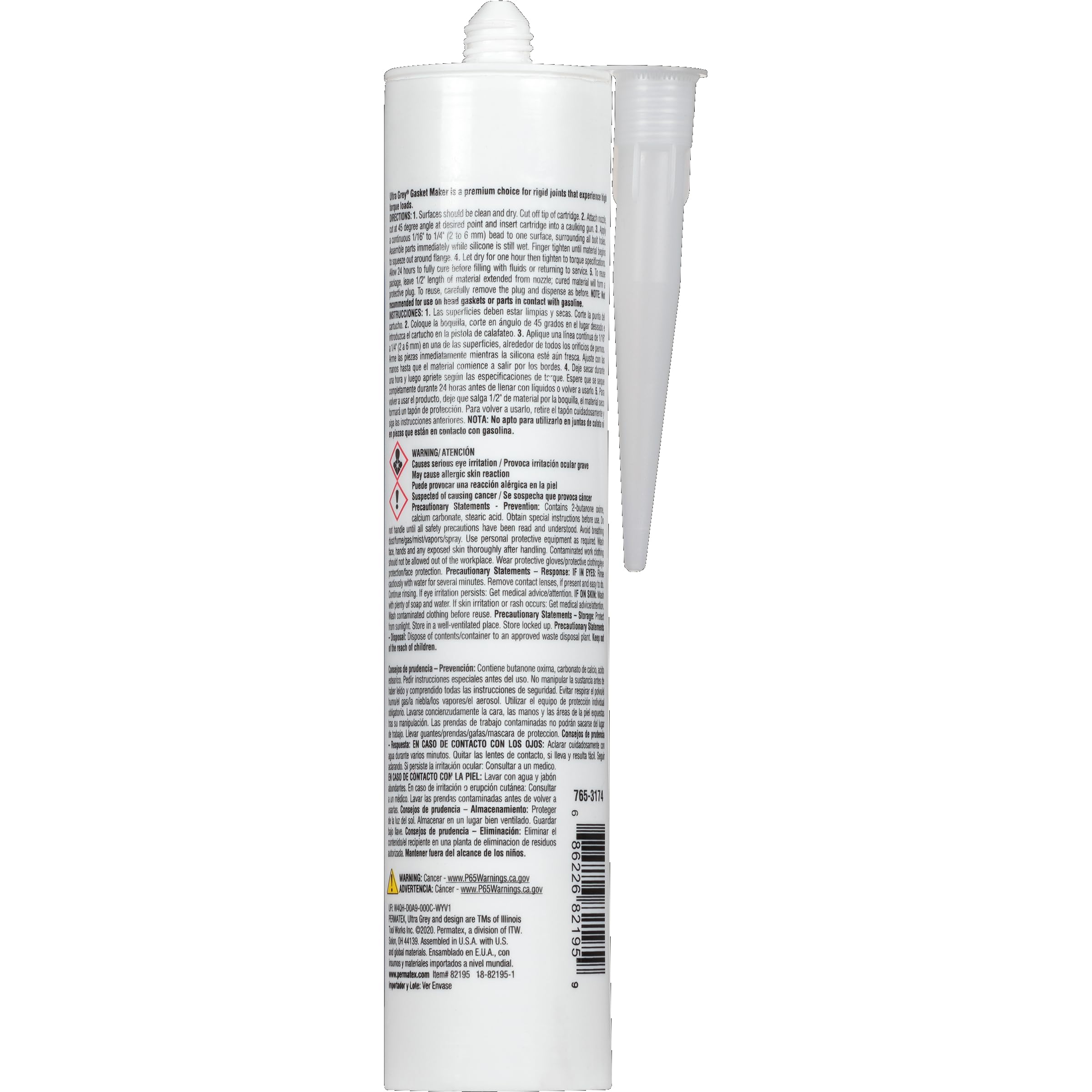 Permatex 82195-6PK Ultra Grey Rigid High-Torque RTV Silicone Gasket Maker - 13 oz (6-Pack) - Perfect for Automotive Engine Seals, Transmission Gaskets & Marine Applications