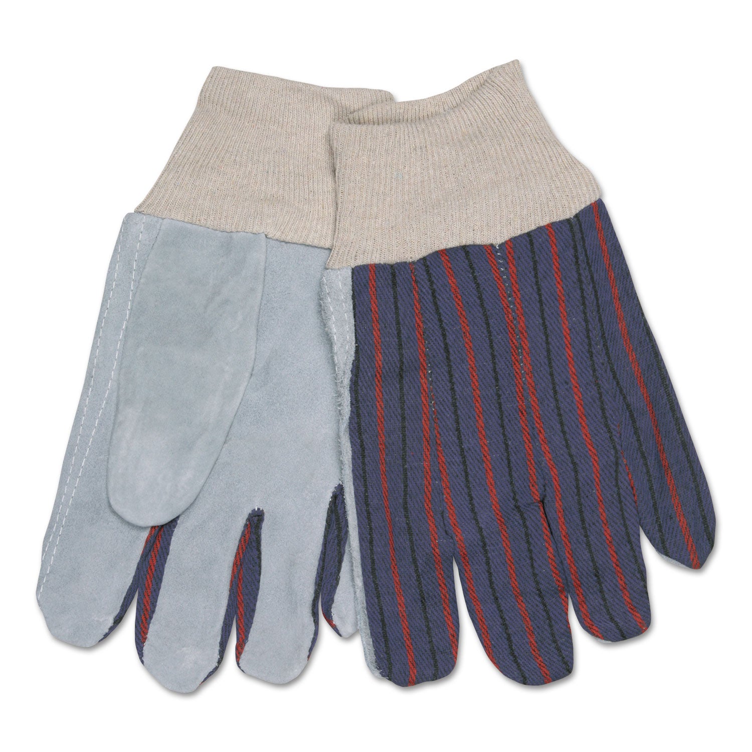 1040 Leather Palm Work Gloves - Gray/White, Large Size (Dozen Pack) - Durable & Comfortable for Construction, Landscaping, and Outdoor Work