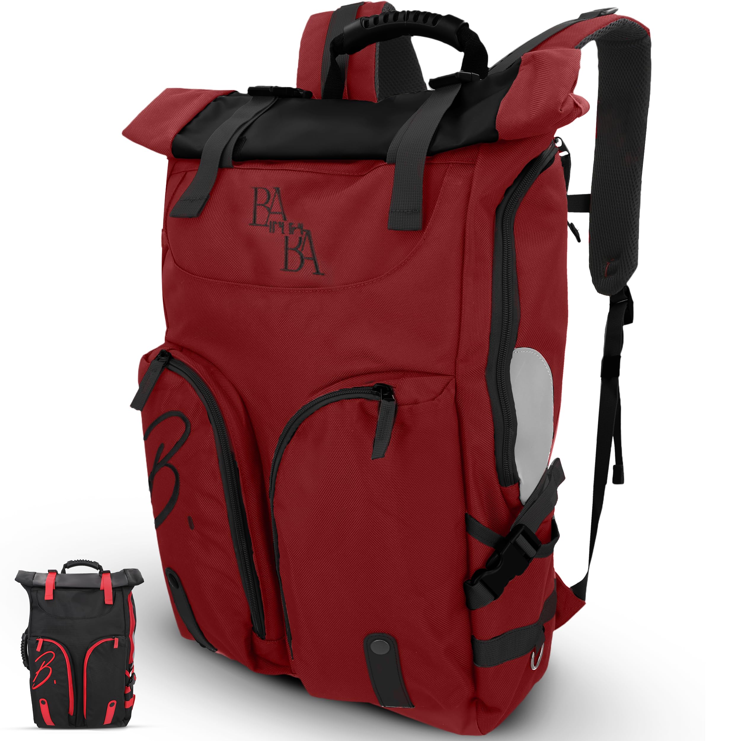 BABA Motoni Waterproof Laptop Backpack for Women & Men - 17 Inch Laptop Backpack with Multiple Pockets, 37L Capacity, Durable Office & College Backpack - Perfect for Work, Travel & School (Red)