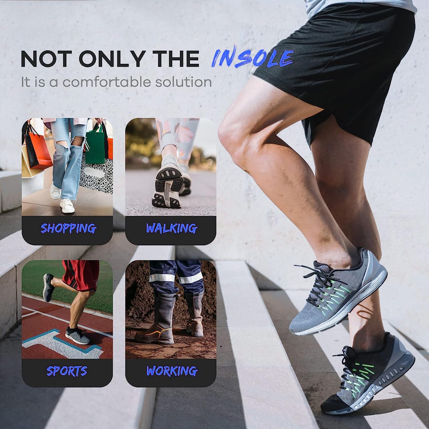 Plantar Fasciitis Relief Shoe Insoles - Arch Support Orthotic Inserts for Running & Athletic Shoes - Gel Cushion for Foot Pain Relief - Trim to Fit (Men 8-12/Women 9-13) - Perfect for Workouts, Walking & Daily Comfort