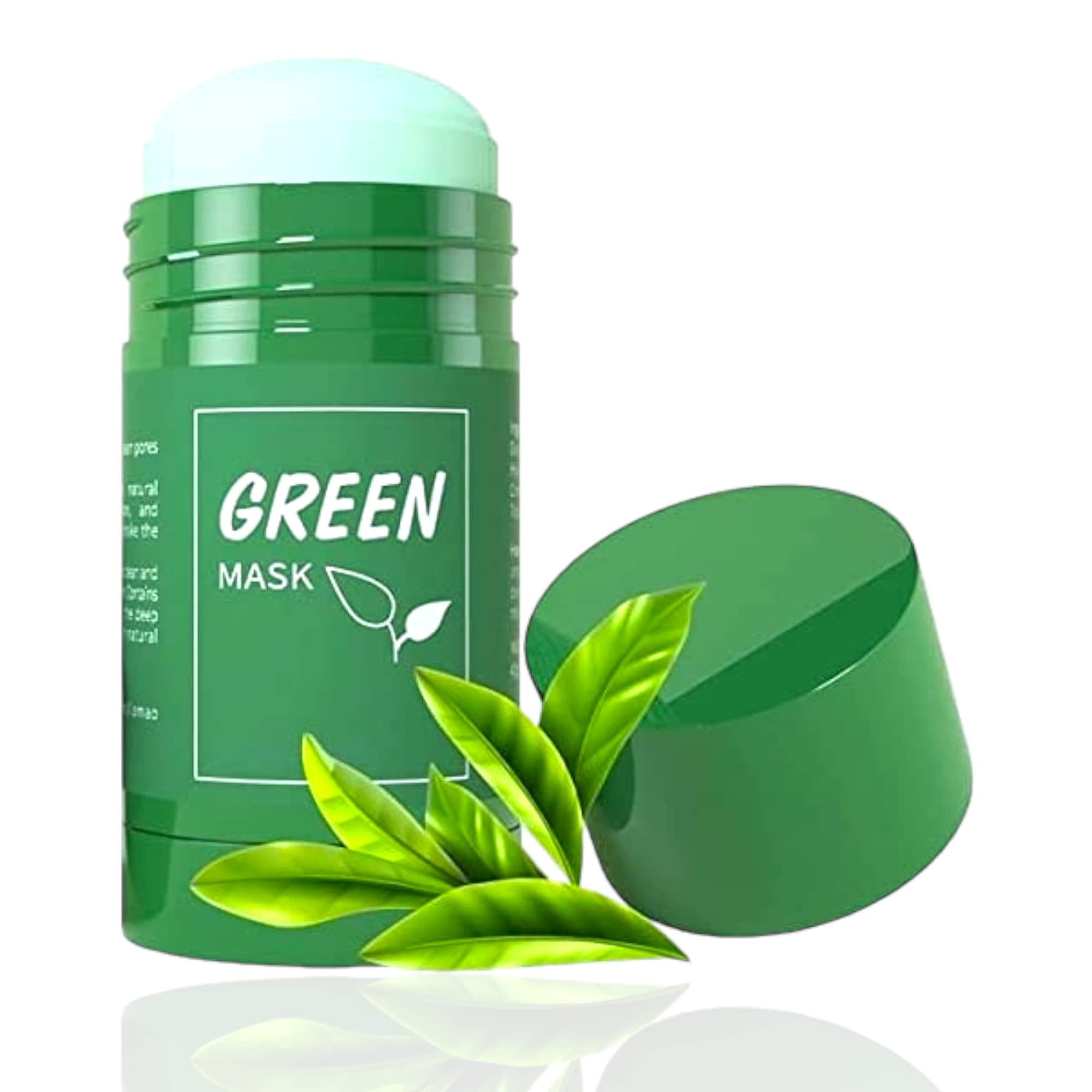 Green Tea Purifying Clay Stick Mask - Oil Control & Anti-Acne Face Mask for Deep Cleansing - Eggplant Solid Fine Portable Detox Mud Mask for Oily & Acne-Prone Skin - Perfect for Travel & Daily Skincare Routine