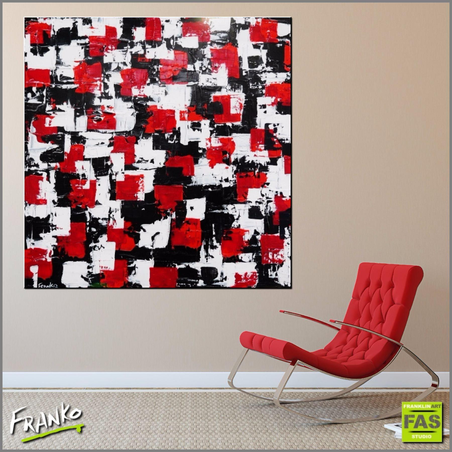 Red and Black Abstract Geometric Painting 120cm x 120cm - Modern Wall Art for Living Room, Bedroom & Office Decor