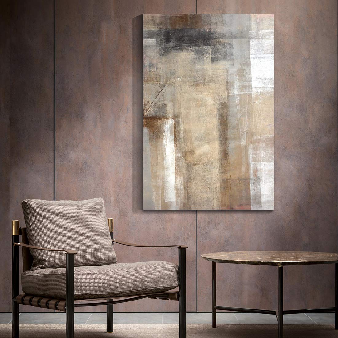Denozer Abstract Brown Grey Canvas Wall Art Print - Modern Home Decor Painting for Living Room, Bedroom, Office (24x36 Inches) | Perfect for Contemporary Spaces & Gift Giving