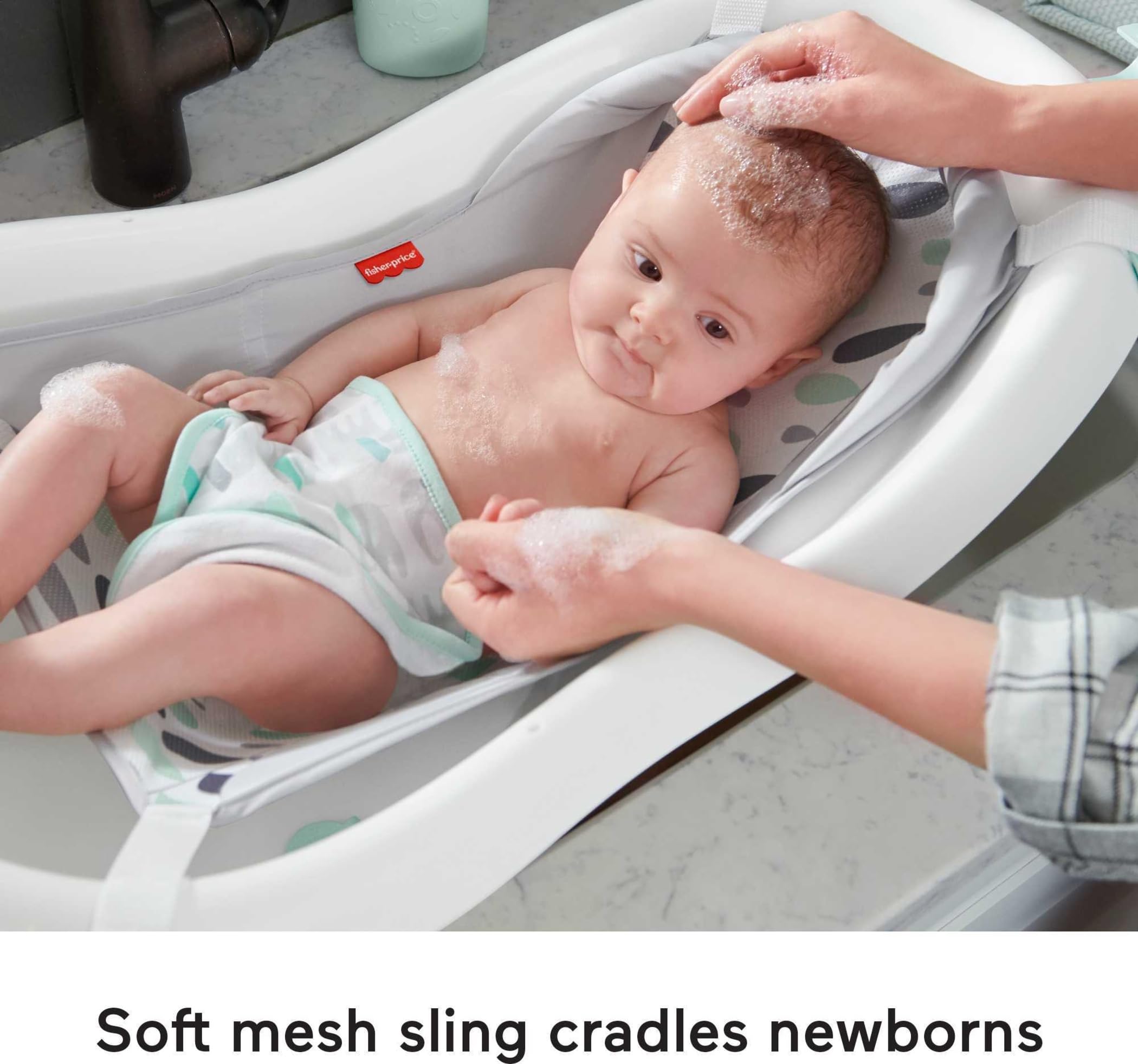 Fisher-Price 4-in-1 Baby to Toddler Bathtub with Removable Sling Seat, Infant Support & 2 Bath Toys - Perfect for Newborns, Infants & Growing Toddlers - Ideal for Safe Bathing, Playtime & Learning Water Confidence