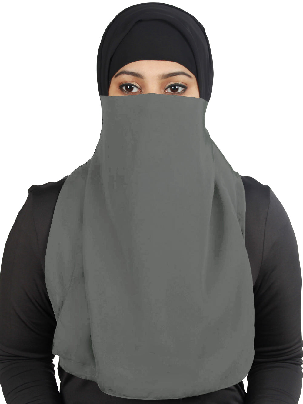 Black Georgette Half Niqab Nosepiece - Breathable & Comfortable Face Cover for Women - Perfect for Daily Wear, Prayer, and Outdoor Activities
