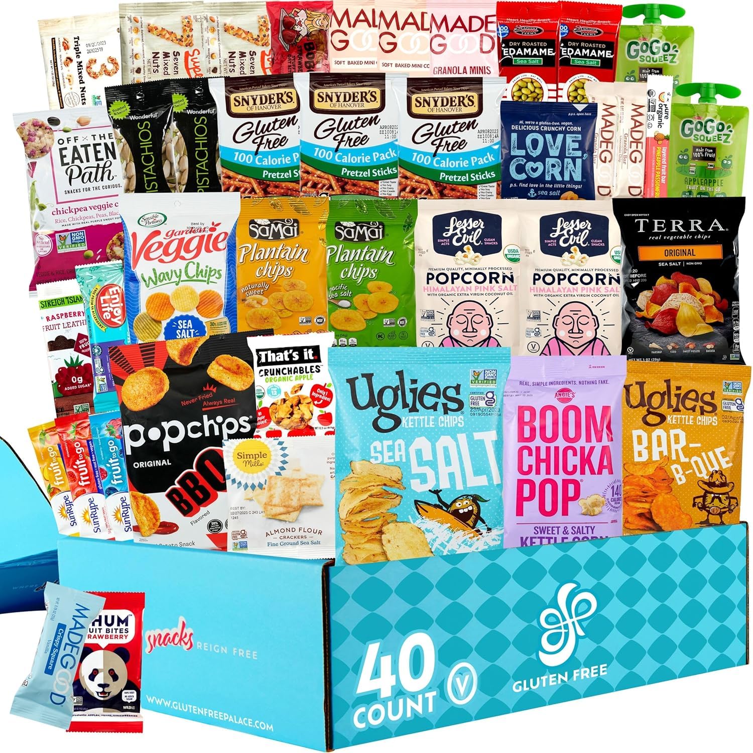 Gluten Free Snack Gift Basket - 40 Count Healthy Vegan & Dairy Free Snacks for Adults - Perfect for Easter Gifts, Office Treats & Allergy-Friendly Snacking