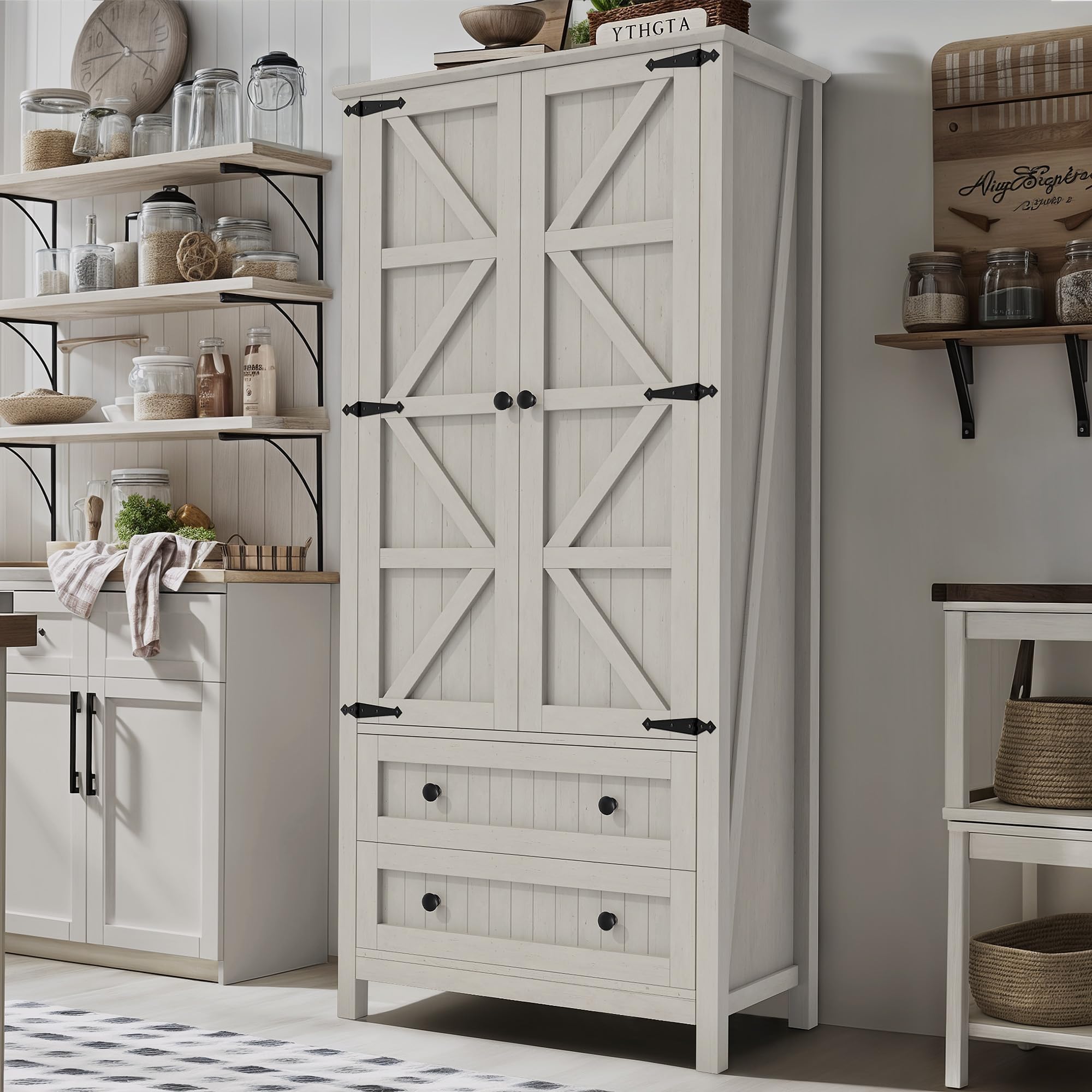 DWVO Farmhouse Kitchen Pantry Cabinet - 64.5