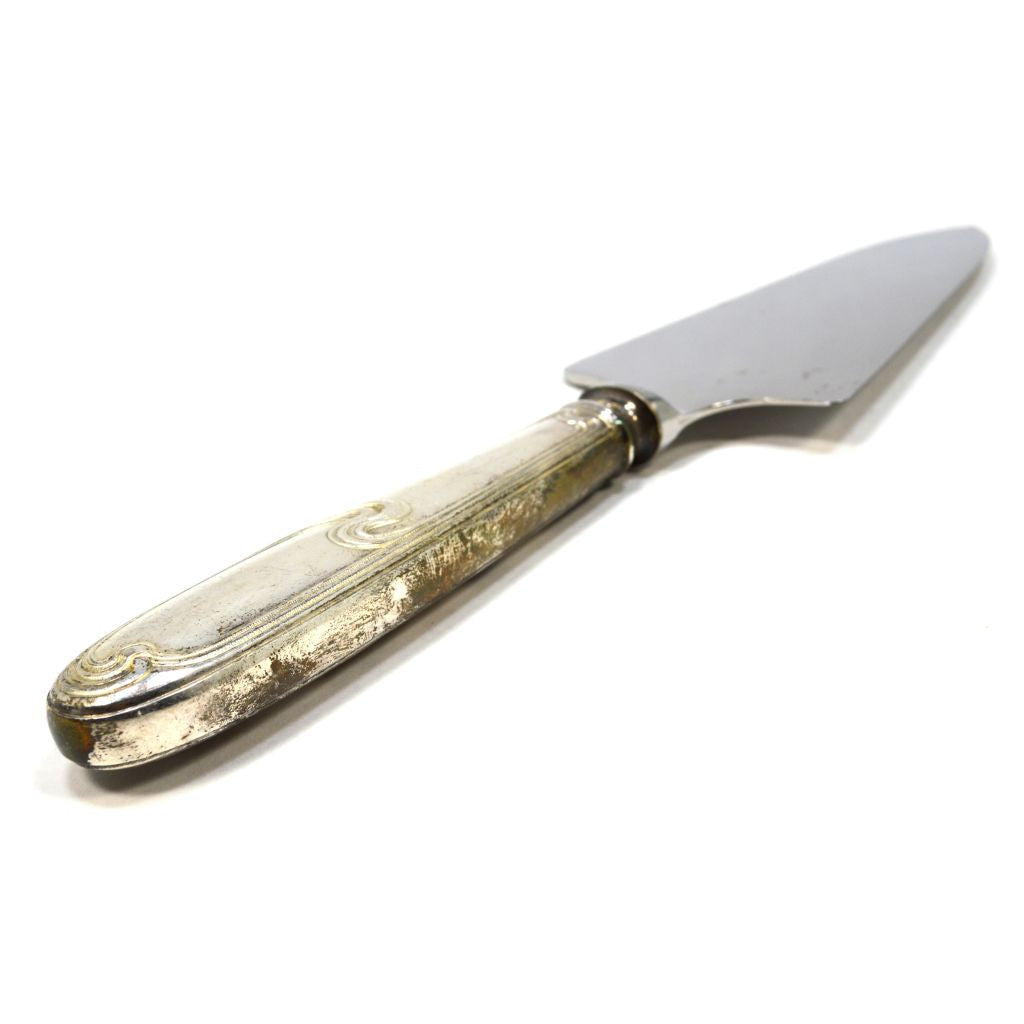 Vintage ERCUIS Silver Plated French Cake Serving Knife with Wave Pattern - Elegant Dessert Cutlery for Weddings, Parties & Tea Time