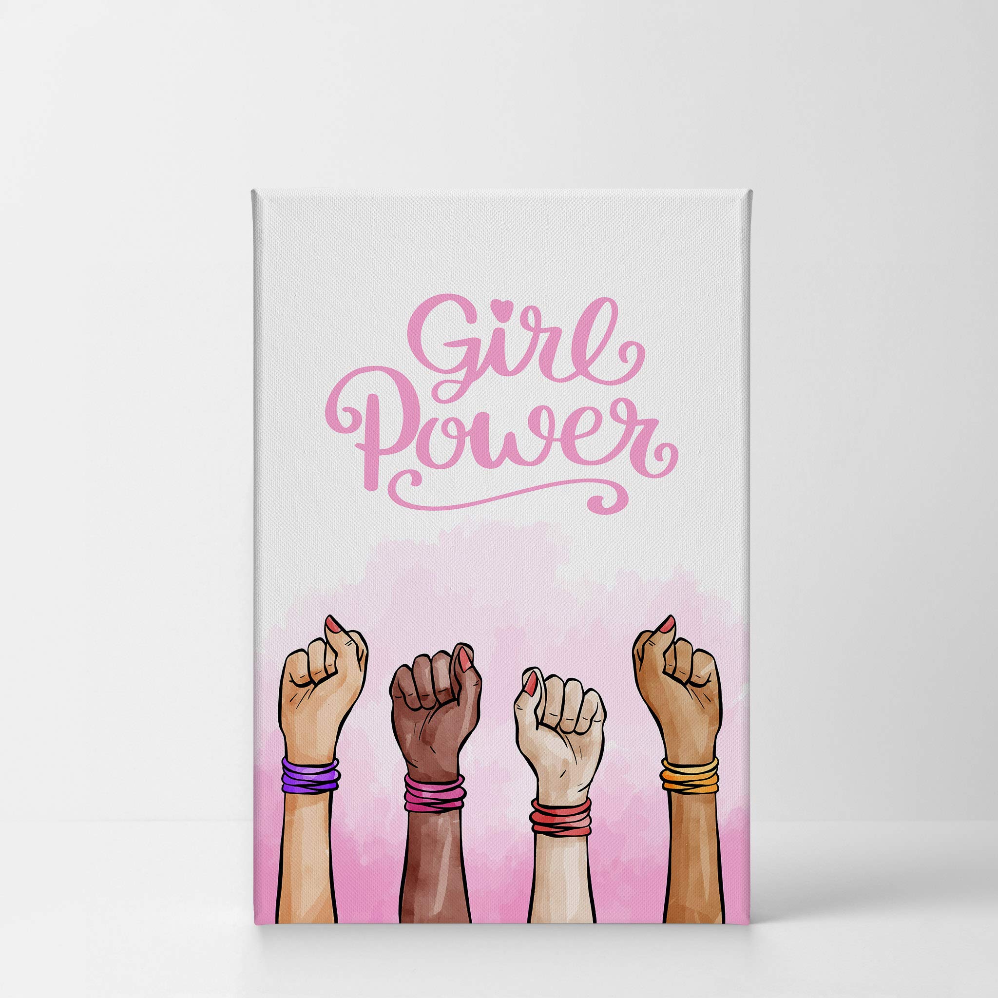 Girl Power Quote Diversity Canvas Print - African American & White Black Kids Wall Art for Nursery, Baby Room & Kids Room Decor - Ready to Hang 40x30 - Made in USA | Perfect for Inspiring Young Girls & Classroom Diversity Decor
