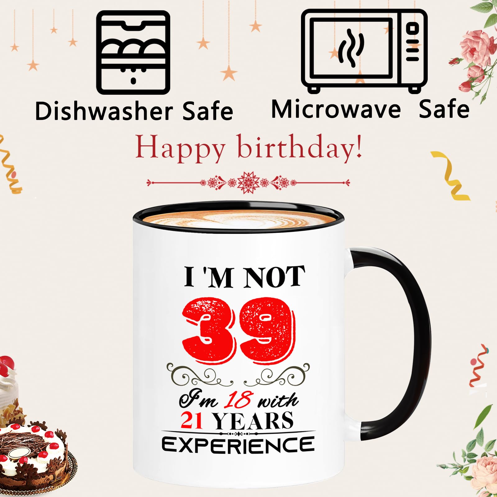 39th Birthday Mug for Women & Men - 11oz Funny Coffee Cup Gift for Mom, Dad, Wife, Husband, Grandma, Grandpa | Perfect 39 Year Old Present for Birthday Celebrations, Office Gifts & Family Occasions
