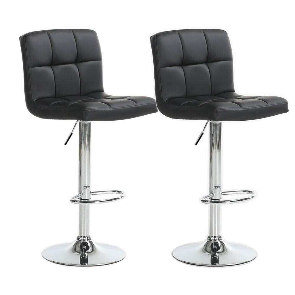 Premium Set of 2 Adjustable Swivel Bar Stools - Genuine Leather Counter Height Pub Chairs with Footrest - Perfect for Kitchen Island, Home Bar & Man Cave - Ideal Gift for Men, Women & Dad (Modern Home Decor)