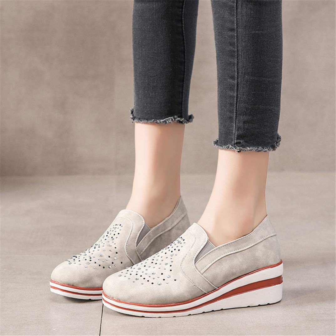 Women's Casual Slip-On Wedge Sneakers - Comfortable Rhinestone Loafers with Breathable Round Toe | Perfect for Work, Travel & Everyday Wear