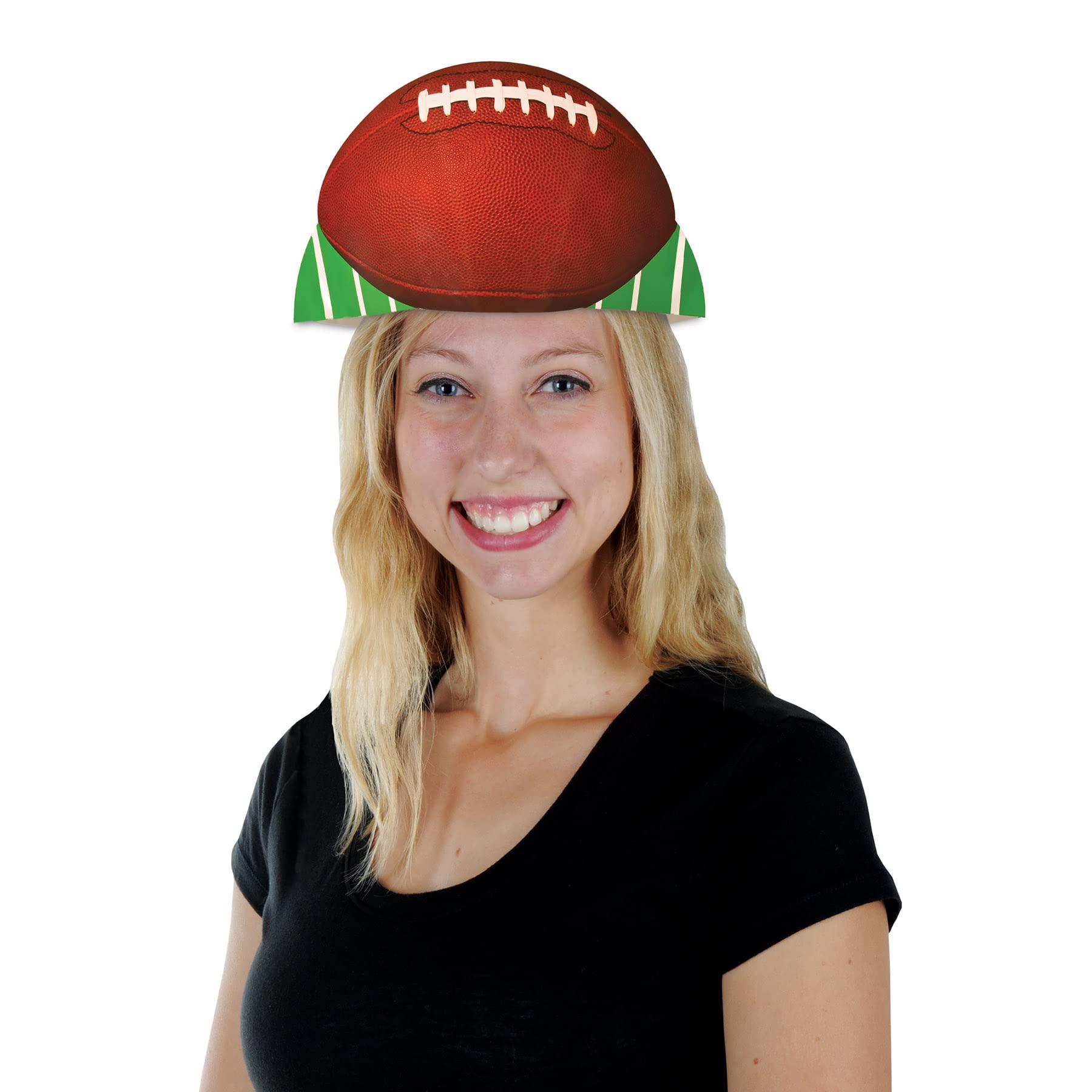 Beistle 66882 48-Pack Printed Football Party Hats - Bulk Football Theme Party Supplies for Game Day, Tailgating & Sports Celebrations