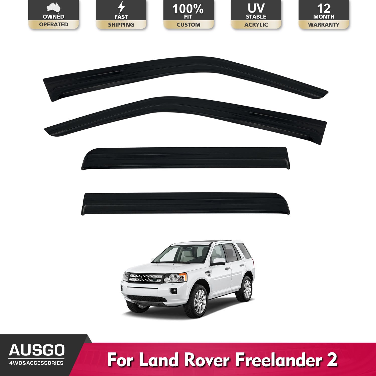 Premium Weather Shields for Land Rover Freelander 2 (2007-2014) - Durable Rain Guards & Window Deflectors for All-Season Protection - Perfect for Off-Roading, Camping & Daily Commuting