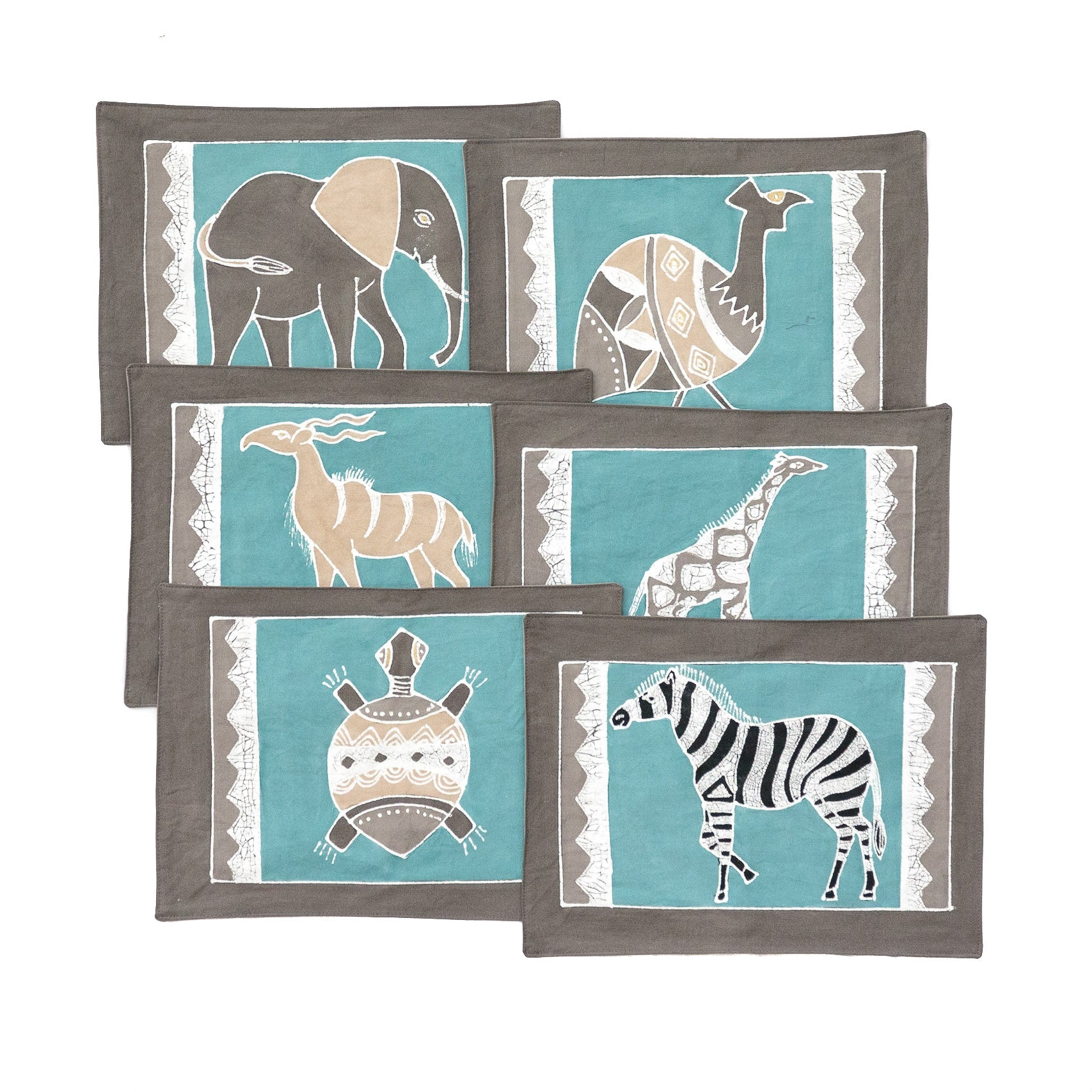Premium Safari Animal Print Table Mats Set of 6 - Waterproof & Heat-Resistant Placemats for Dining Table Decor, Kitchen, Picnic, and Outdoor Use
