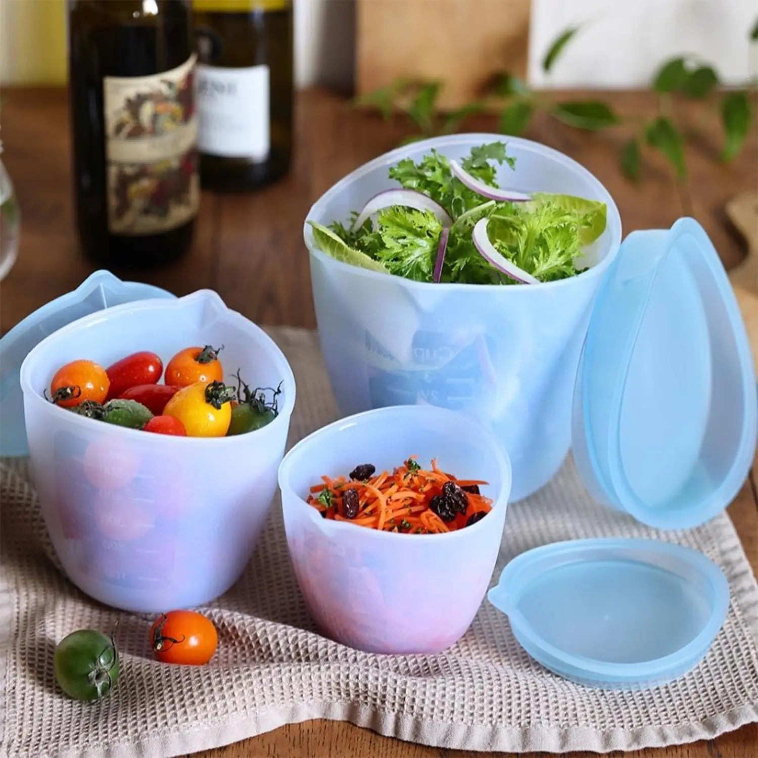 D&S 3-Piece Silicone Bowl Set - Non-Slip, Heat-Resistant, Collapsible for Baking, Mixing & Food Storage - Perfect for Kitchen, Camping & Meal Prep