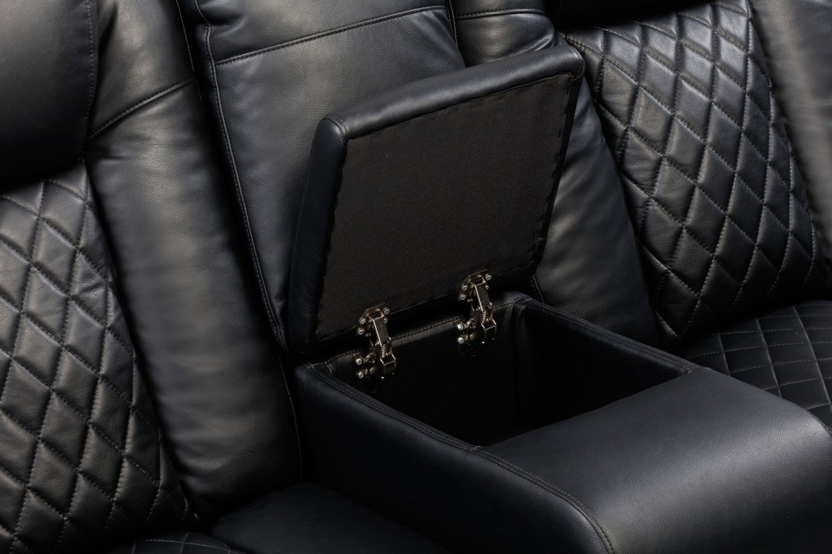 Dual Power Recliner Love Seat with USB Ports - Black Leather Sofa for Living Room, Home Theater & Relaxation