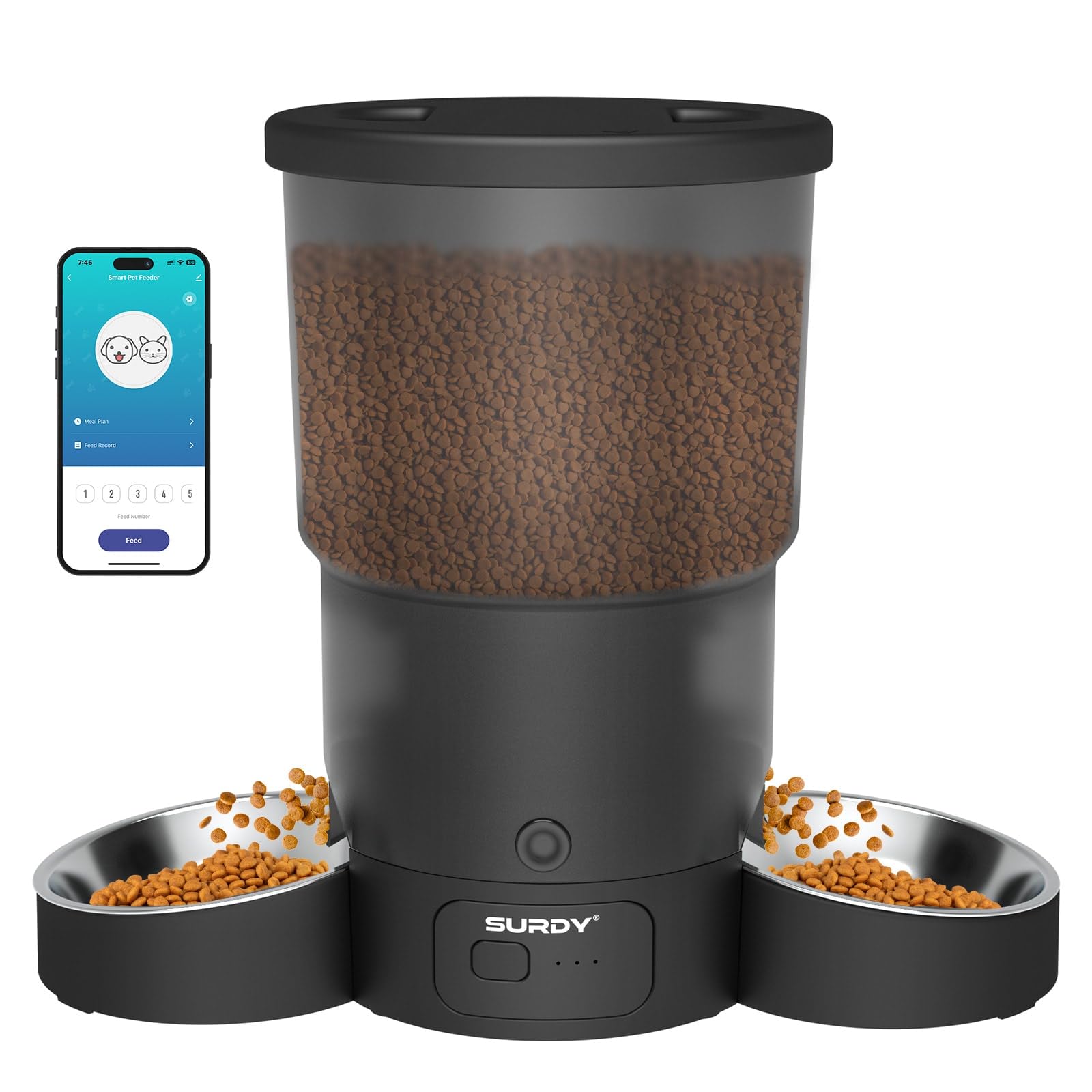 Smart Automatic Cat Feeder with 5G WiFi & App Control - 6L Food Dispenser for 2 Cats, Remote Feeding & Scheduling - Perfect for Travel, Workdays & Multi-Pet Homes